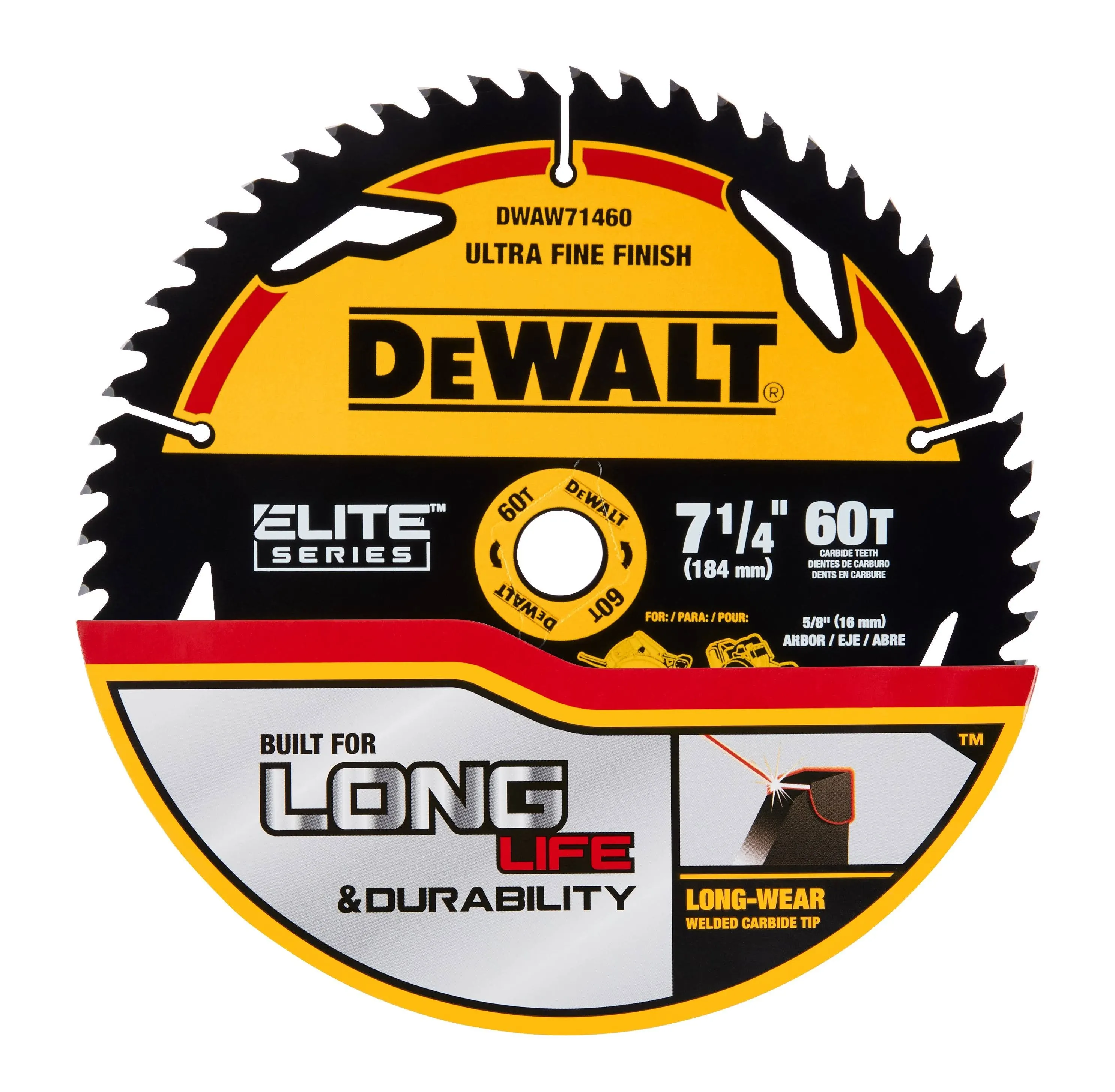 DeWalt Elite Series 7-1/4-in 60-Tooth Tungsten Carbide-Tipped Steel Circular Saw Blade