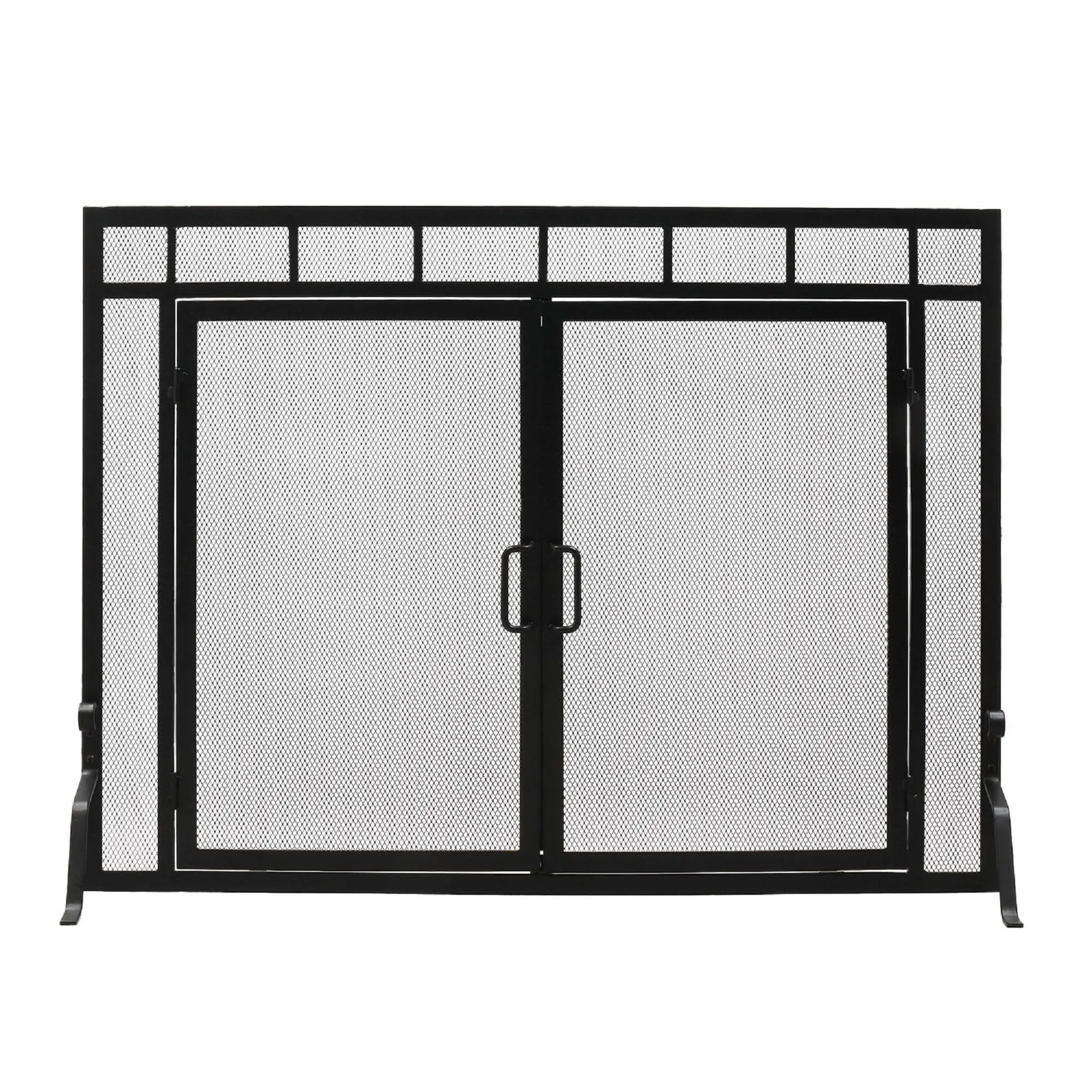 Minuteman International Black Sidelight Classic Flat Fireplace Screen with Doors