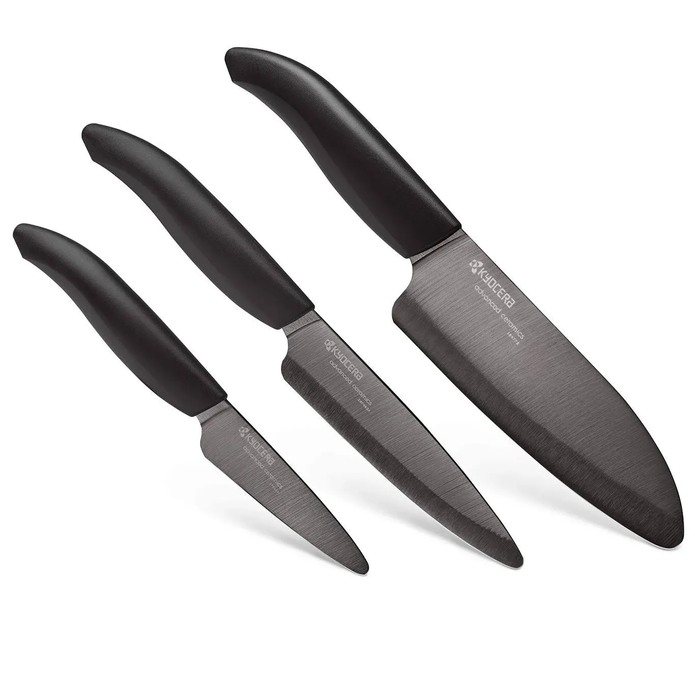 Kyocera Revolution Ceramic 3 Piece Knife Set with Black Handles