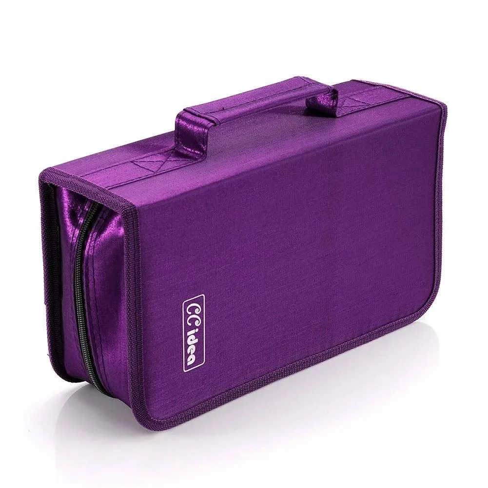 CCidea CD Case DVD Storage Holder, 128 Capacity DVD Cases Organizer CD Plastic Protective Carrying Binder,Portable CD Wallet for Home Travel (Purple) A24720