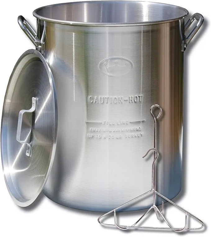 King Kooker 30PK 30-Quart Aluminum Turkey Pot with Lid, Lifting Rack and Hook