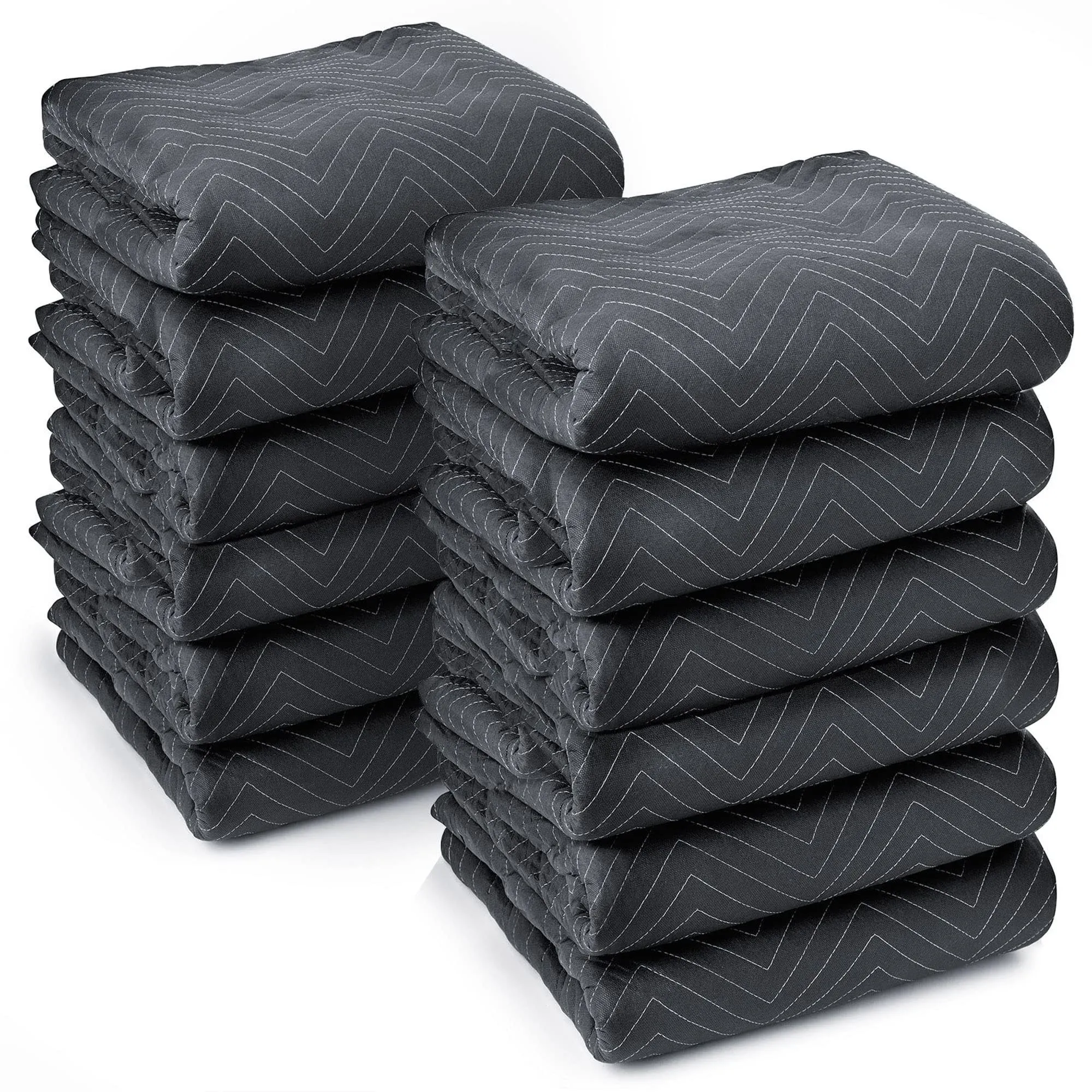 Sure-Max 12 Moving & Packing Blankets - Ultra Thick Pro - 72" x 40" - Professional Quilted Shipping Furniture Pads Black