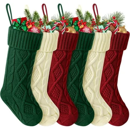 The Holiday Aisle 6 Pack 18 Inches Cable Knitted Christmas Stockings