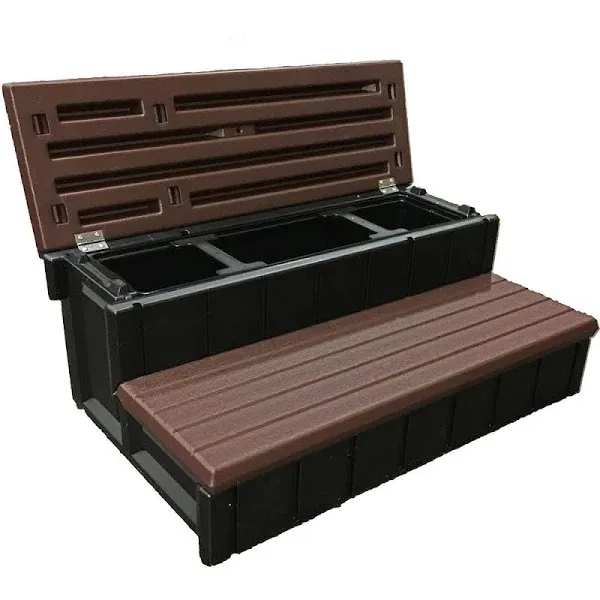 Leisure Accents 36" Deck Patio Spa Hot Tub Storage Compartment Steps - Redwood