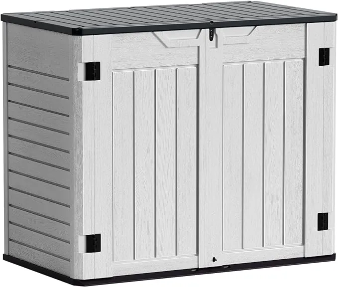 Greesum Outdoor Horizontal Resin Storage Sheds 34 Cu. ft. Weather Resistant Resin Tool Shed, Extra Large Capacity Weather Resistant Box for Bike,