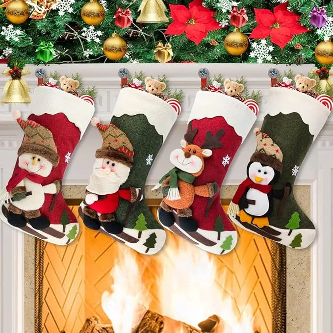 Ichudan 4 Pack 18" Big Xmas Stockings