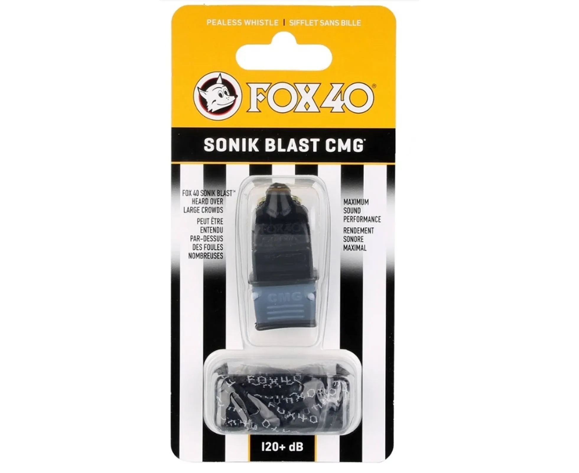 Fox 40 Sonik Blast CMG Official Whistle with Breakaway Lanyard Black