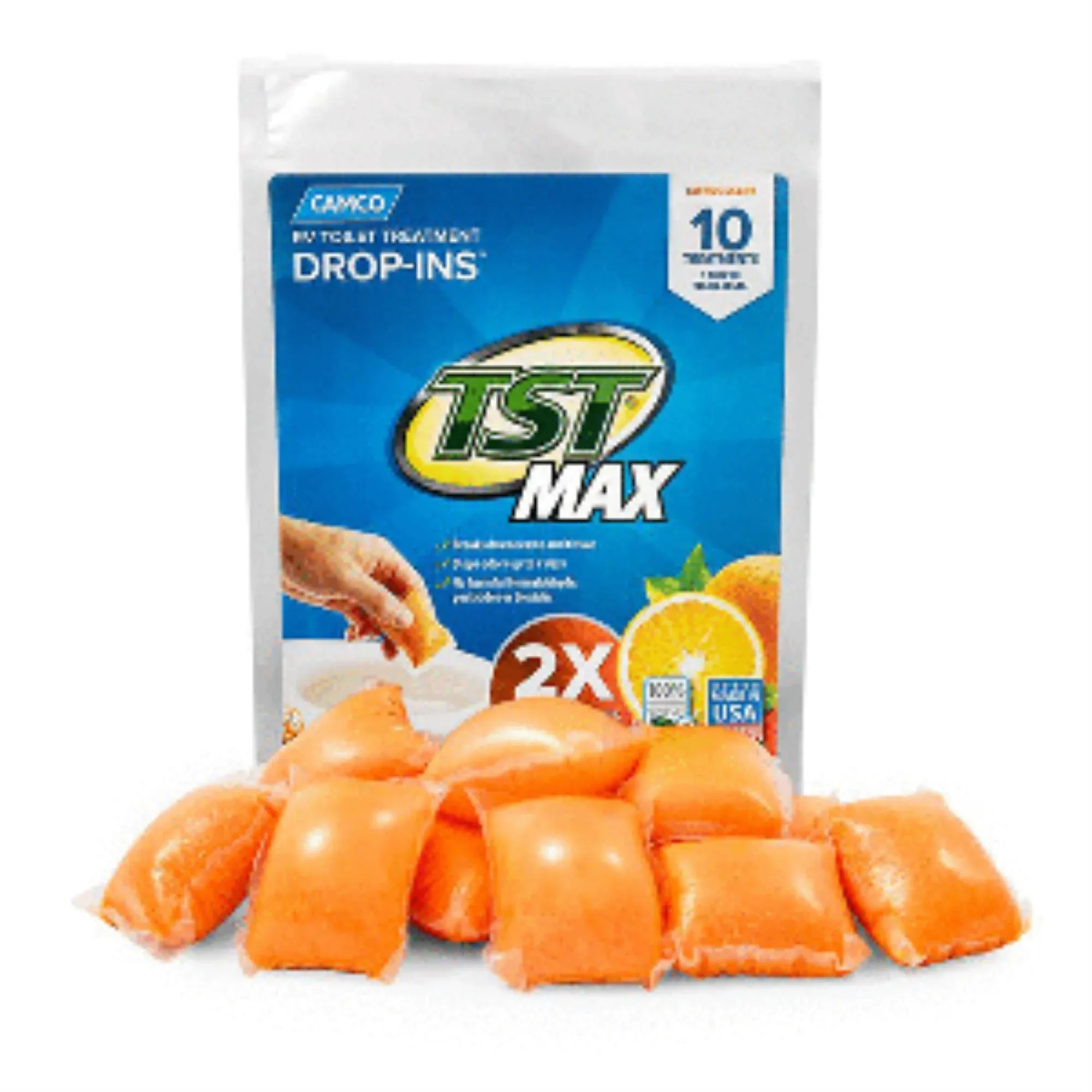 Camco 41178 TST Max Orange RV Toilet Treatment Drop-Ins *10-Pack