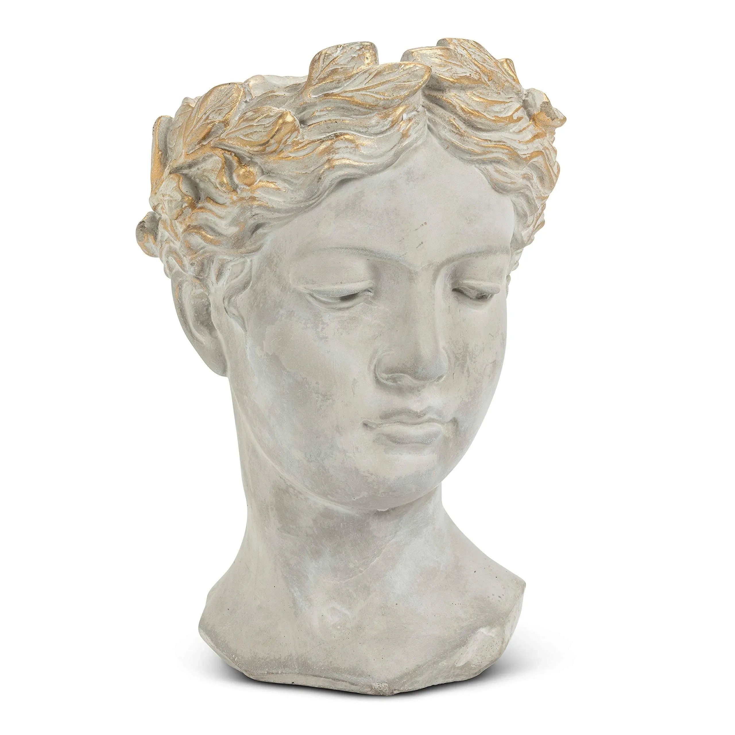 Abbott Collection Woman Head Planter, Large   Grey &Gold