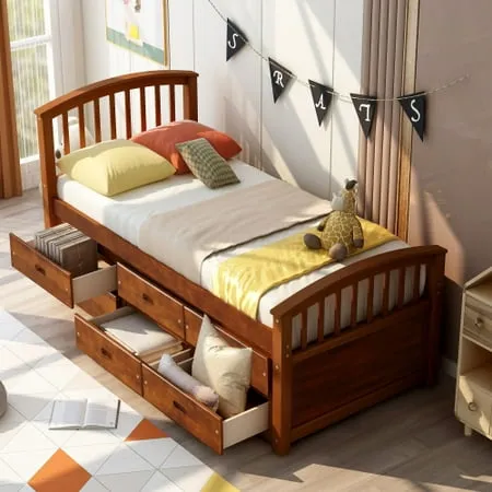 CHURANTY Twin Bed Platform with 6 Drawers Captain s Bed Daybed with Storage for Kids Teens Guests