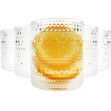 Darware Hobnail Drinking Glasses (12oz, 6pk, Clear); Old-Fashioned Beverage Glasses for Tabletop, and Bar Use and Candle Jars