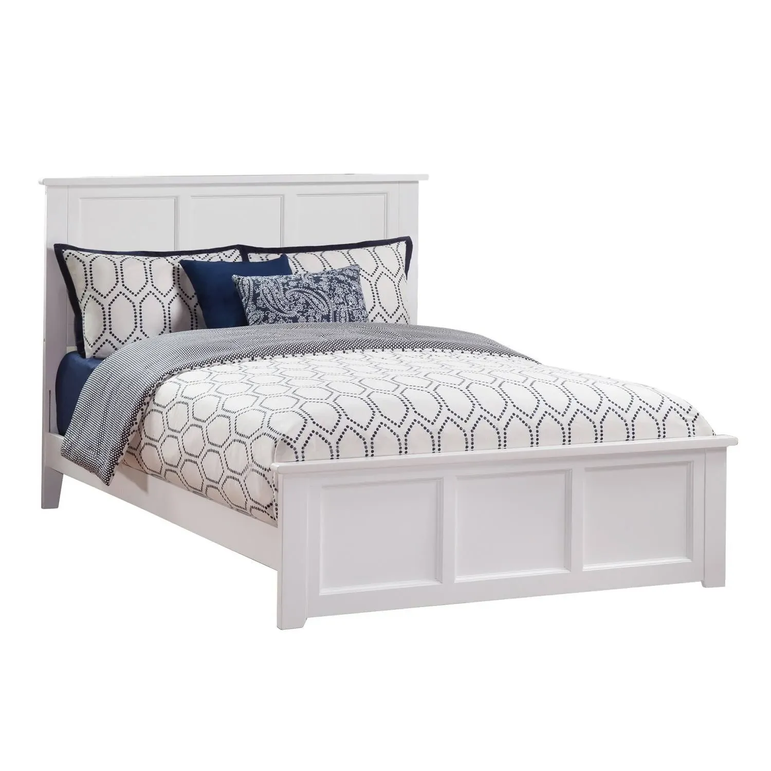 Afi, Madison, Low Profile Wood Platform Bed with Matching Footboard, Queen, White