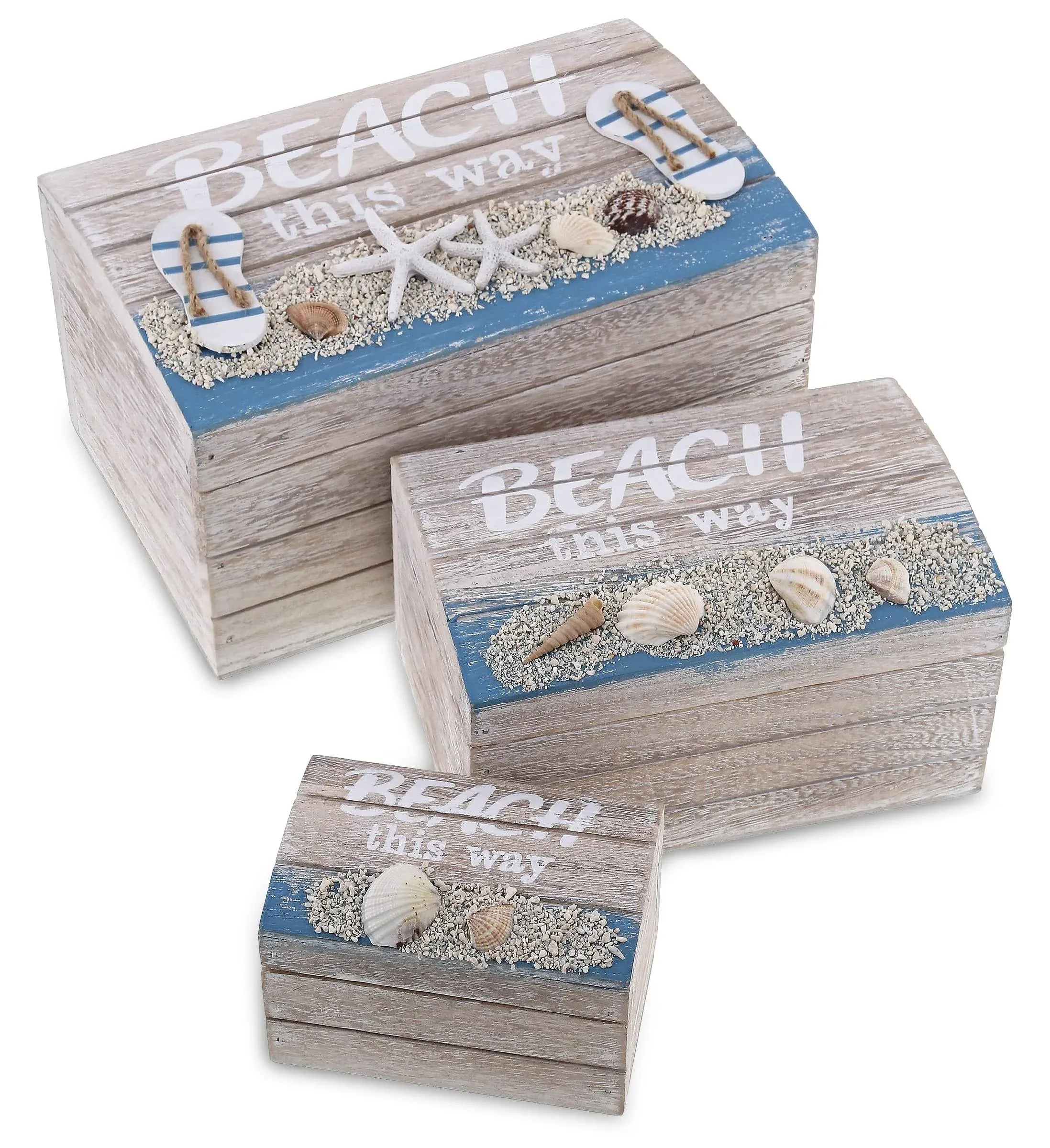 Cota Global Aqua Sky Wooden Beach Jewelry Box