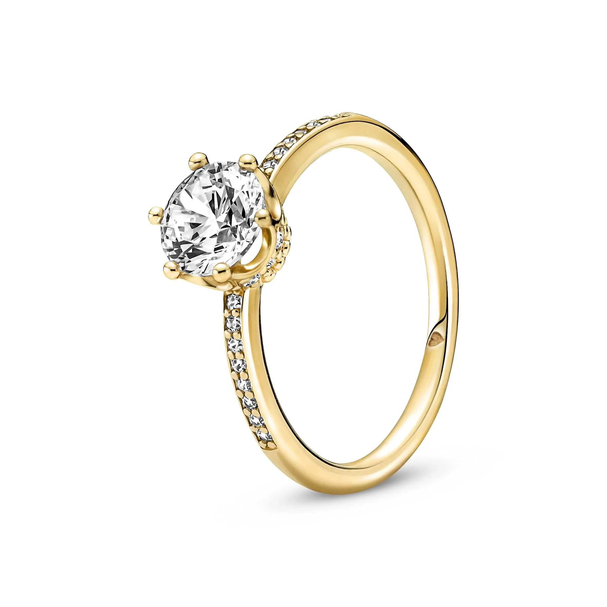 Pandora Gold Sparkling Crown Solitaire Ring 168289C01