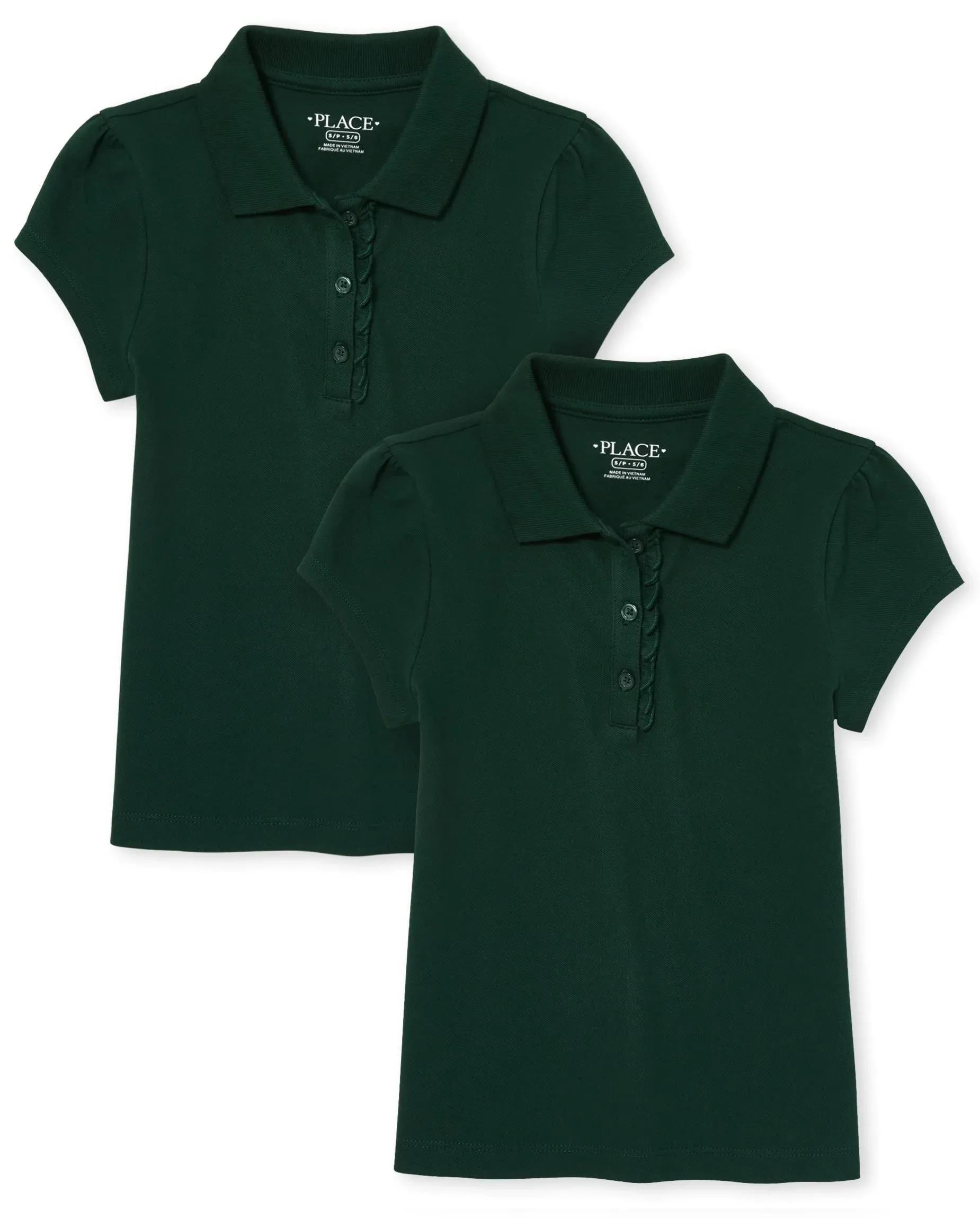 The Children's Place Girls Short Sleeve Ruffle Pique Polo Multipack