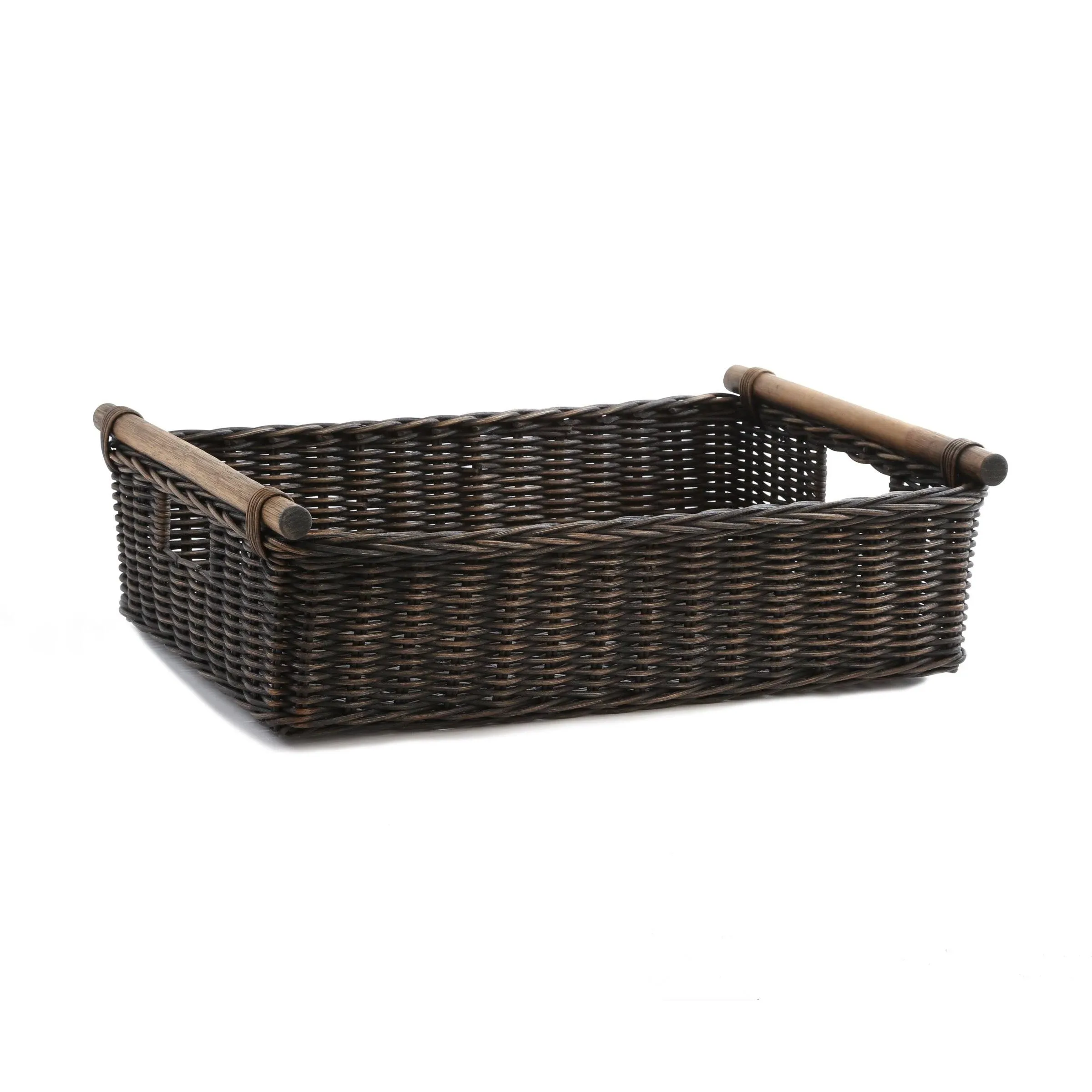 Low Pole Handle Wicker Storage Basket