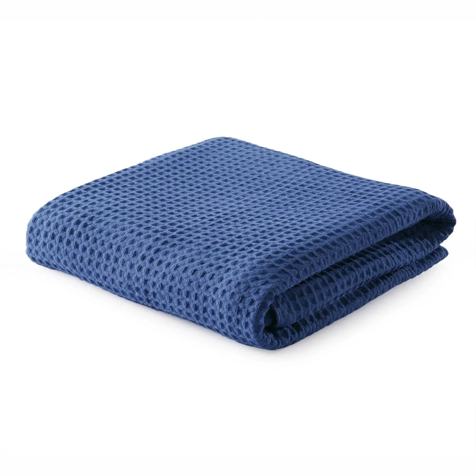 Great Bay Home Mikala Collection Cotton Waffle Weave Blanket, Full/Queen - Navy