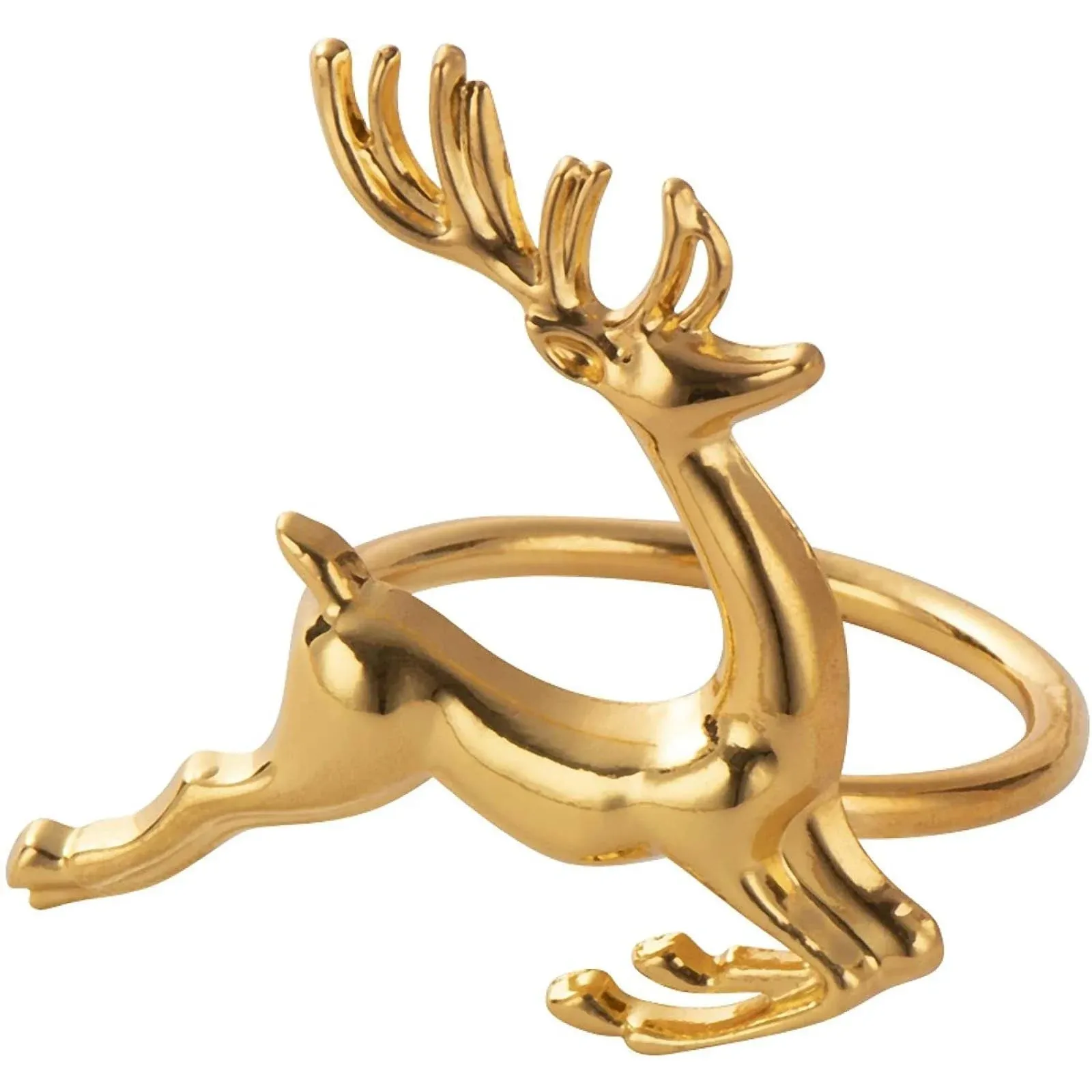 Juvale Christmas Napkin Rings - 6-Pack Gold Reindeer Festive Design Napkin Holder ...