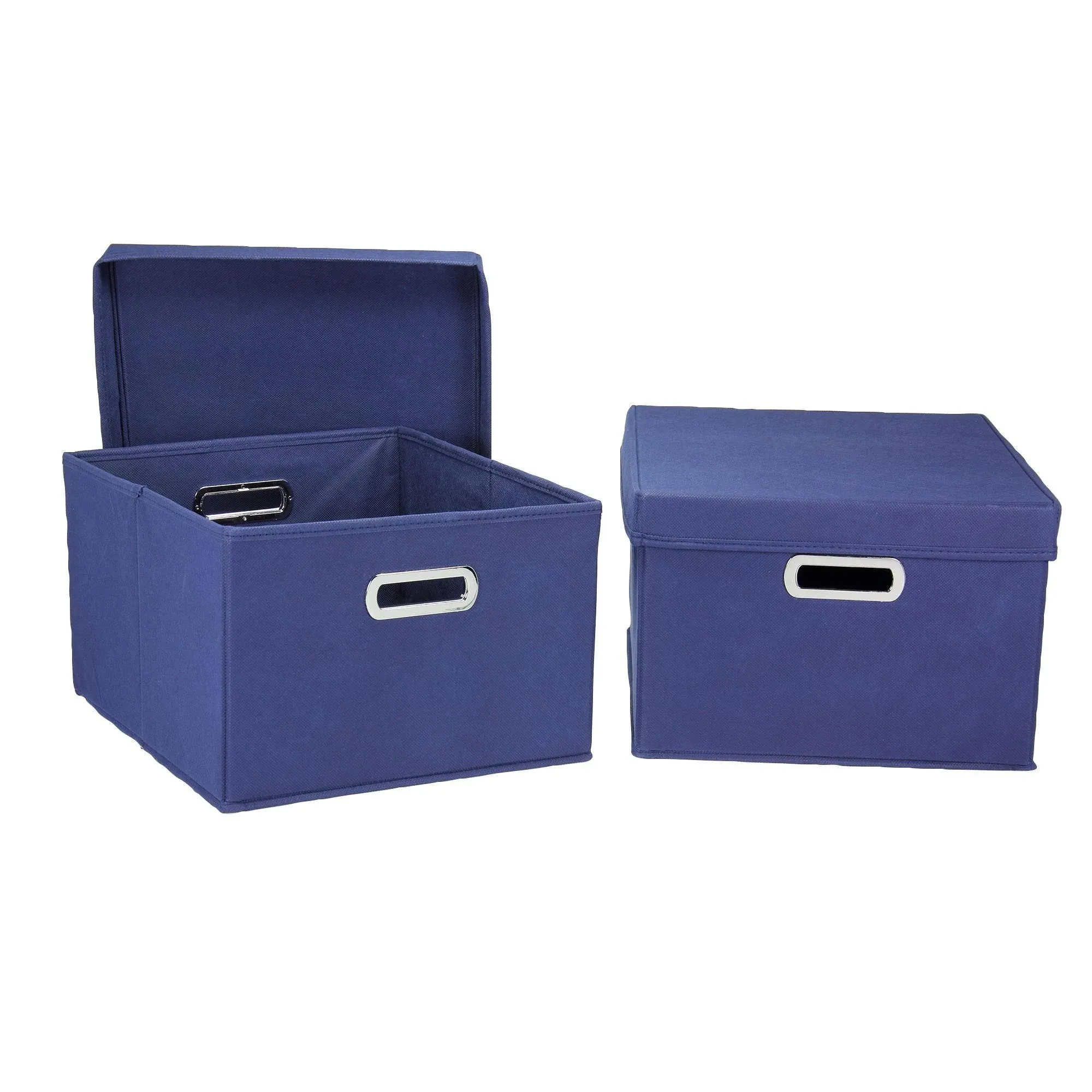 Household Essentials Collapsible Box with Lid and Built-in Grommet Handles, Natural