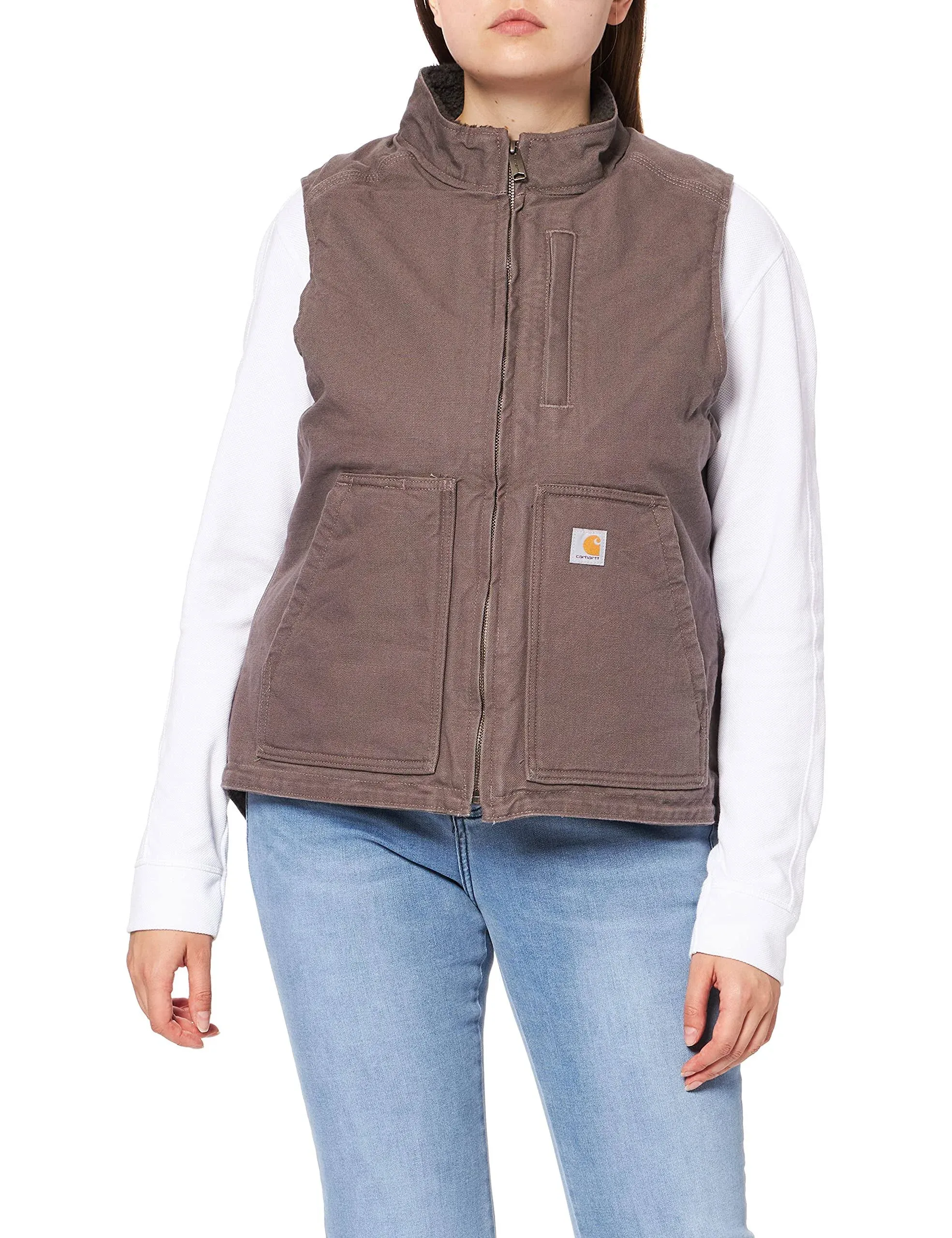 Carhartt Women's Washed Duck Sherpa-Lined Mock Neck Vest