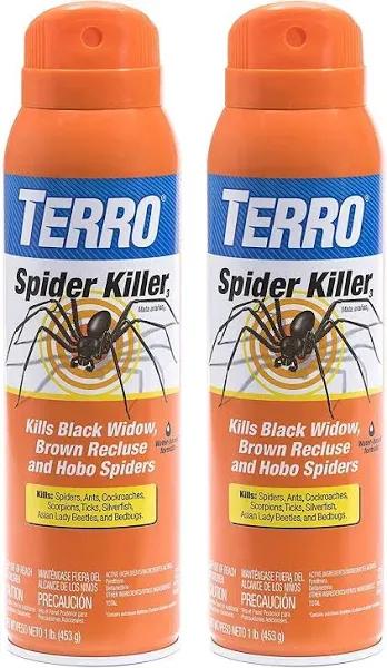 TERRO T2302 Spider, Ant, Roach, and Other Insects Killer Aerosol Spray – 2 Pack