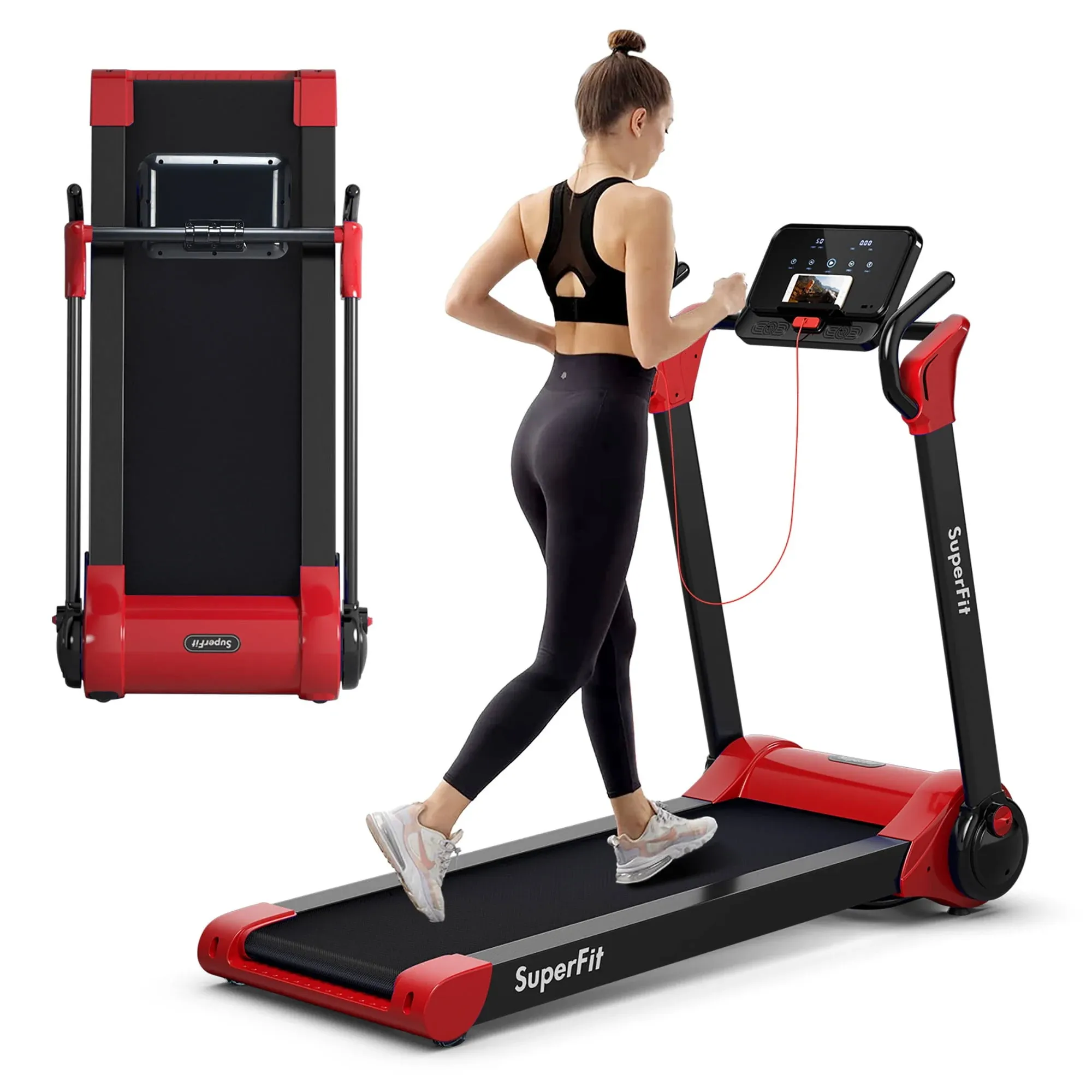 SuperFit 2.25HP Folding Electric Motorized Treadmill With Speaker