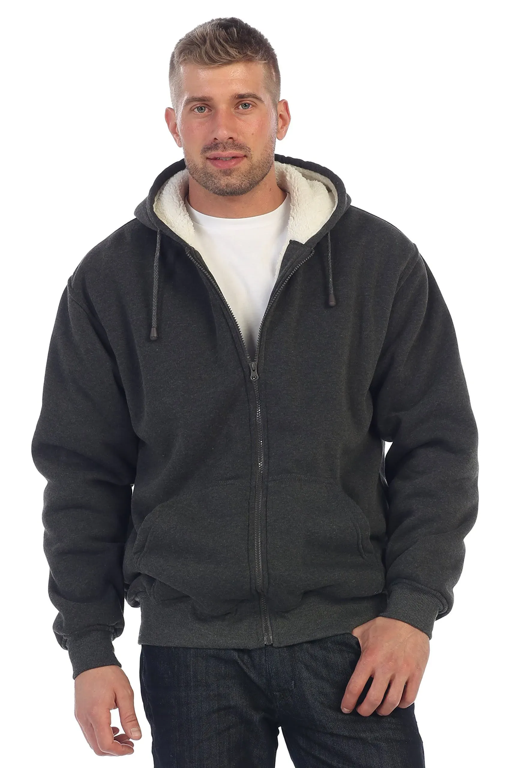 Gioberti Men's Heavyweight Sherpa Lined Fleece Hoodie Jacket