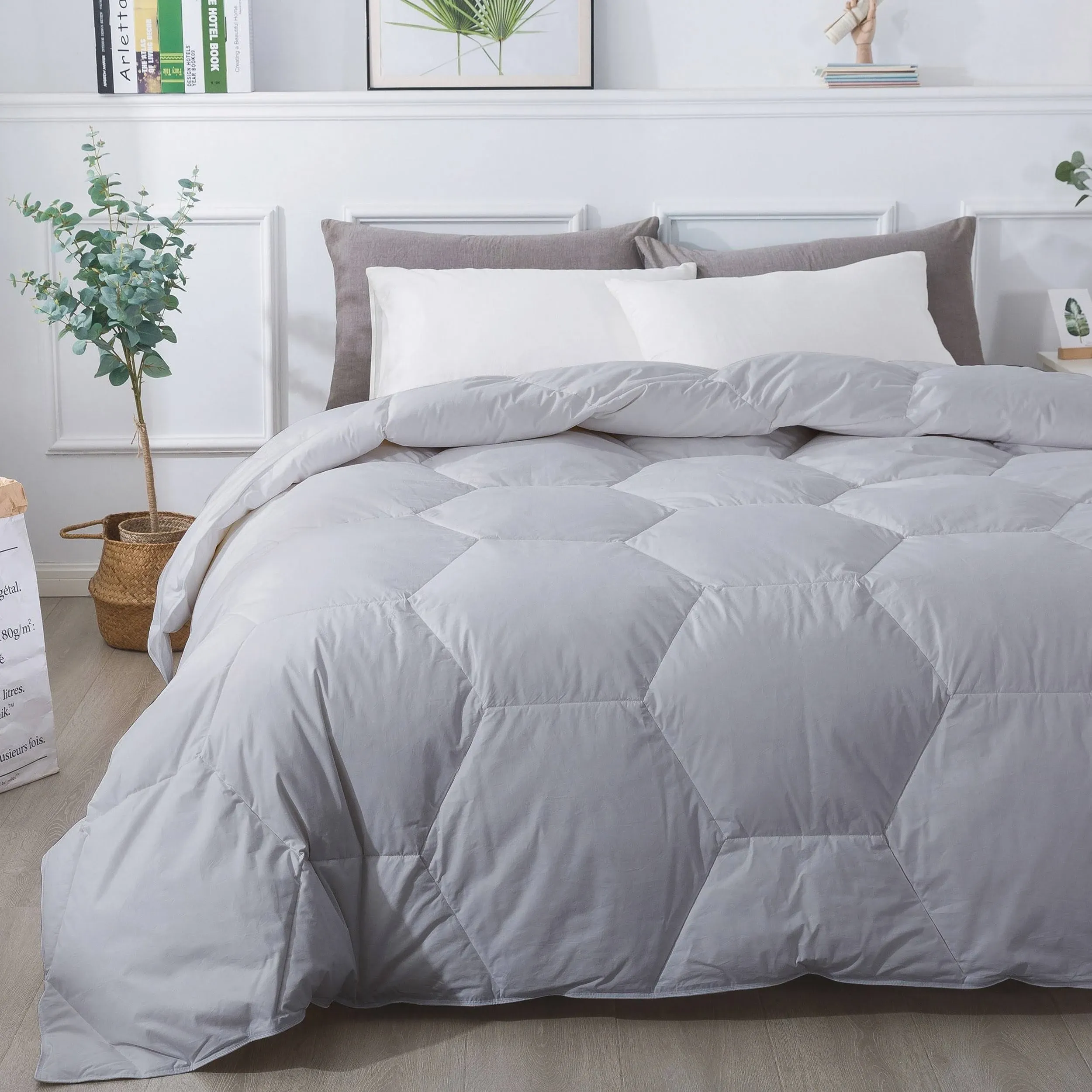 Honeycomb Stitch Down Alternative Comforter Glacier Grey Full - Queen