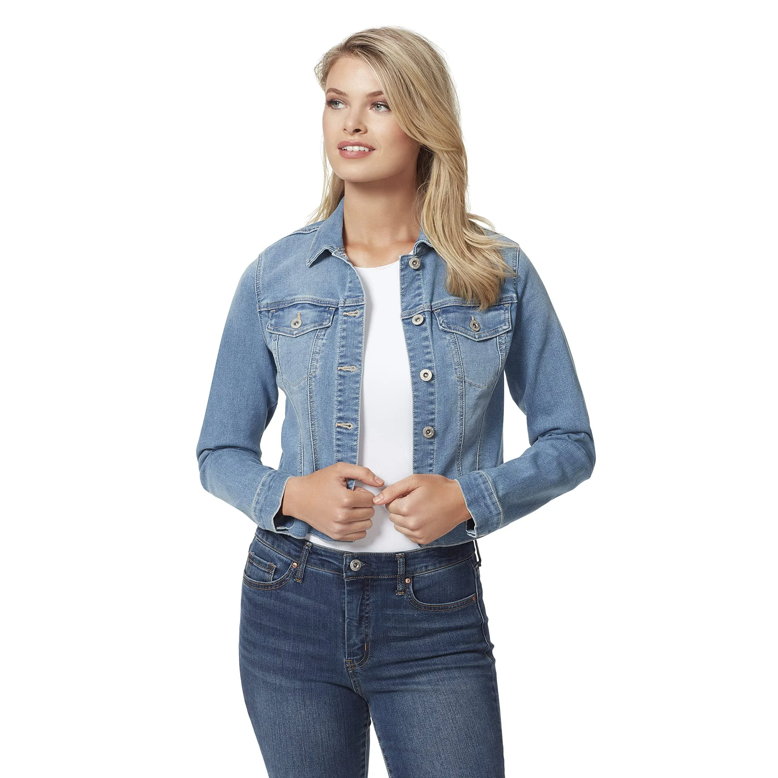 Jessica Simpson Women's Pixie Denim Jacket - Go Steady Wash - Size L