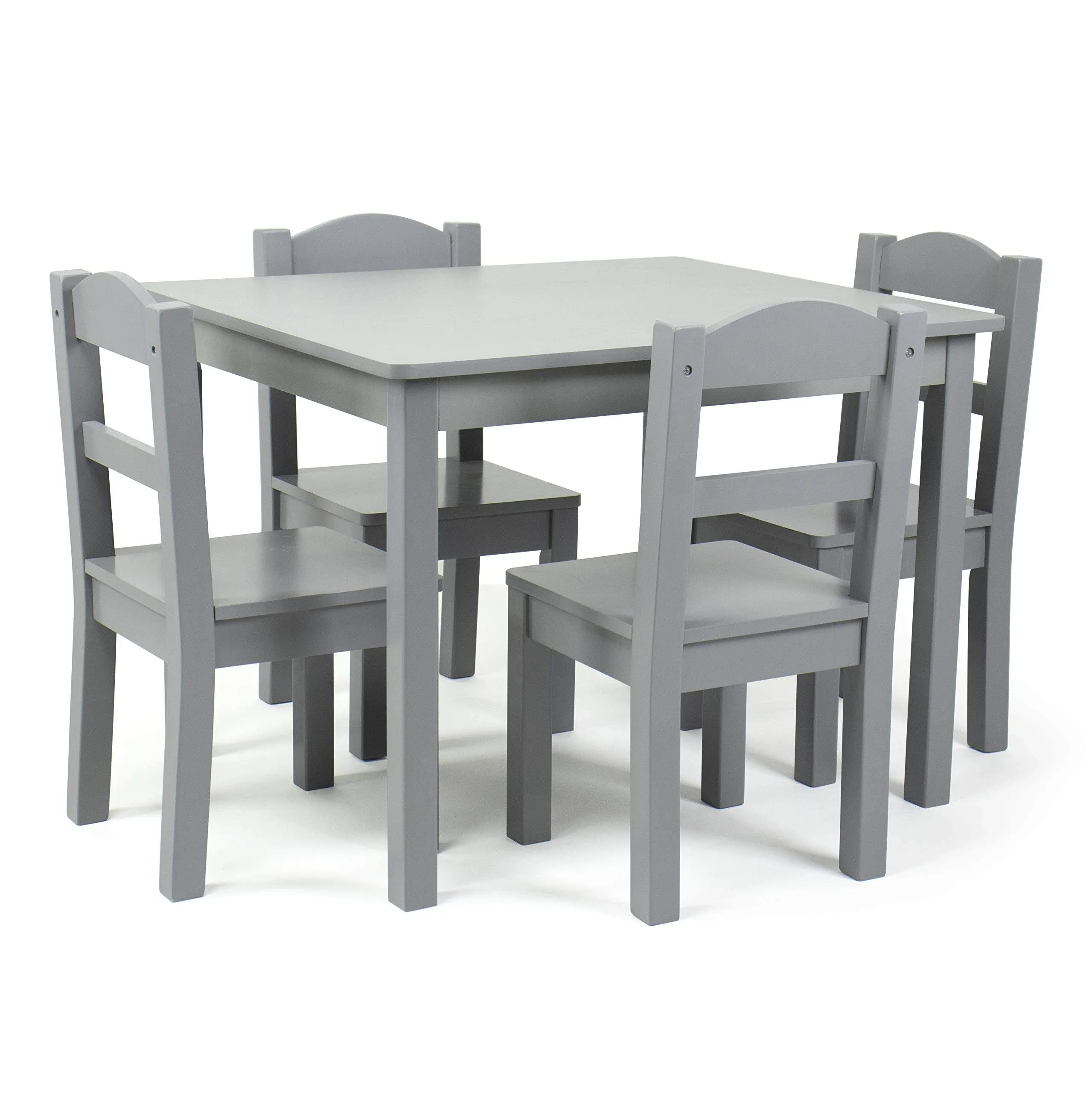 Humble Crew Kids Wood Table and 4 Chair Set Grey