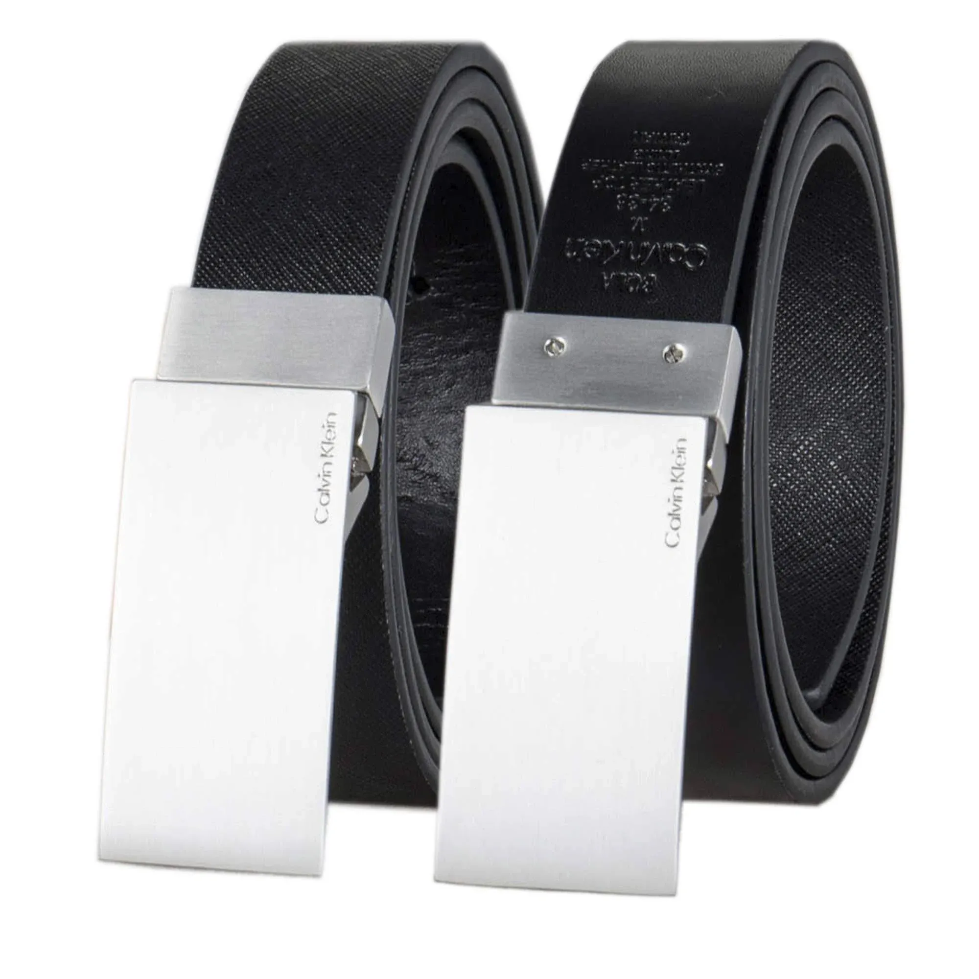 Calvin Klein Men's Two-In-One Reversible Modern Plaque Buckle Dress Belt