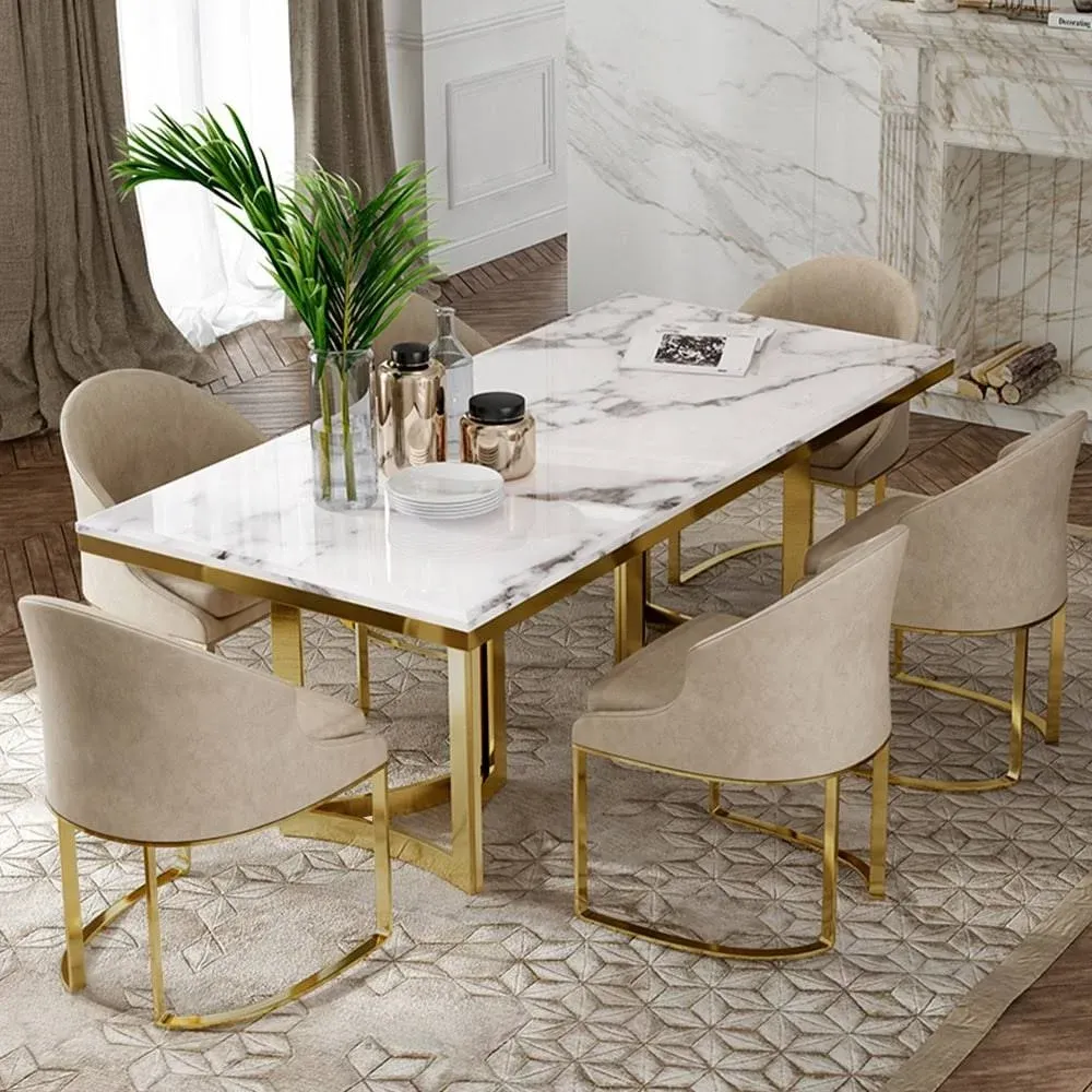 Modern Faux Marble Dining Table