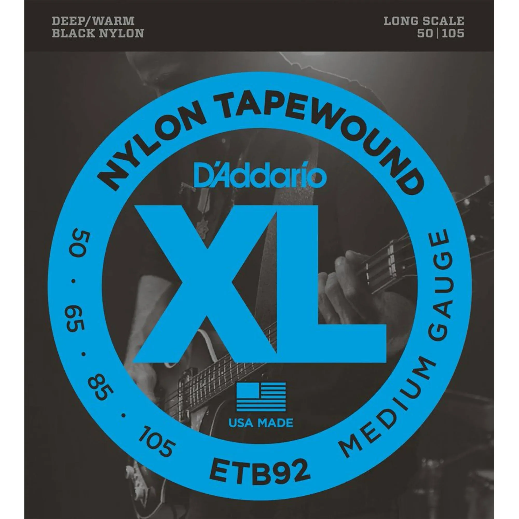 D'Addario ETB92 Tapewound Bass Guitar Strings, Medium, 50-105, Long