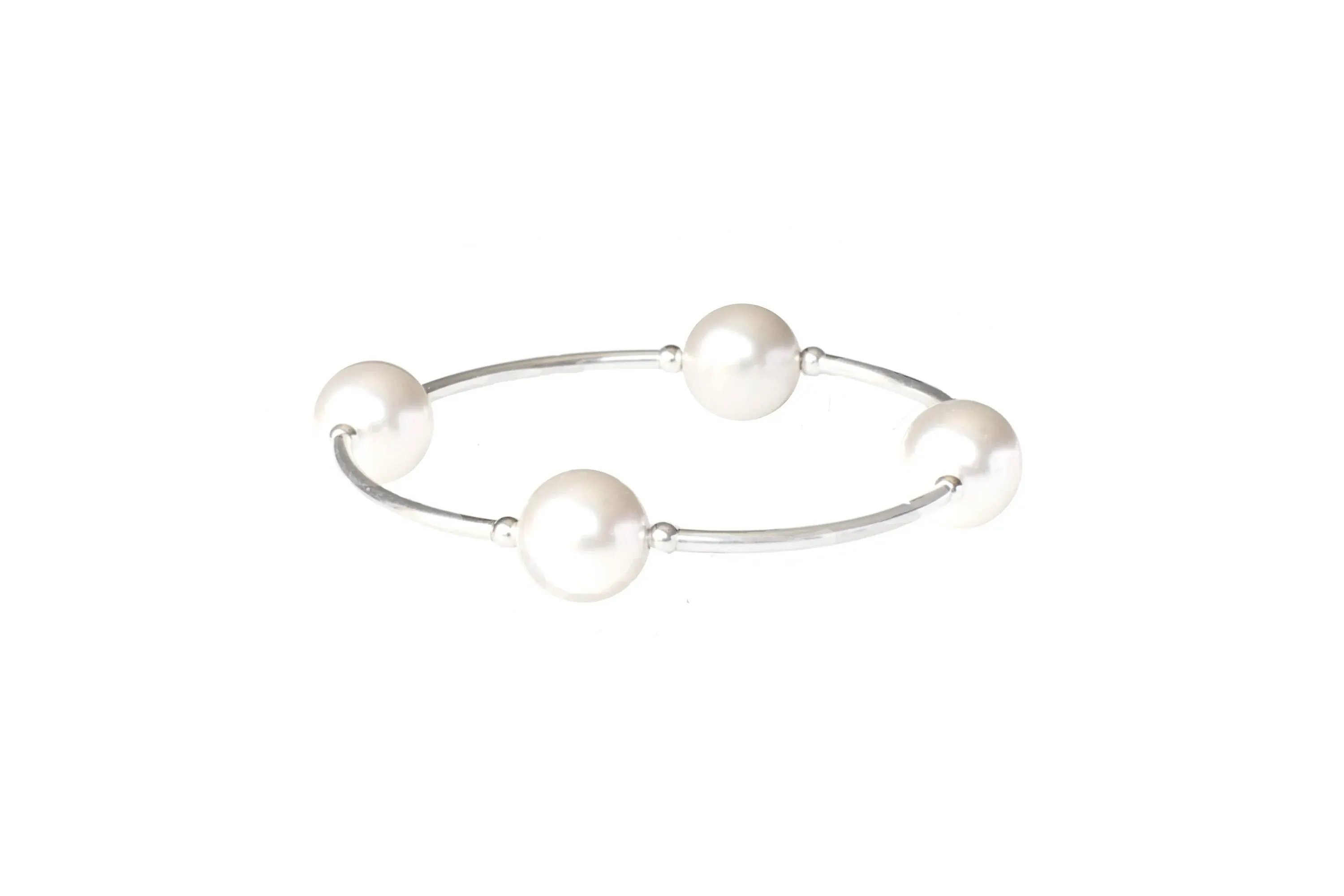 Made As Intended White Pearl Silver Bracelet 12mm Pearl Size