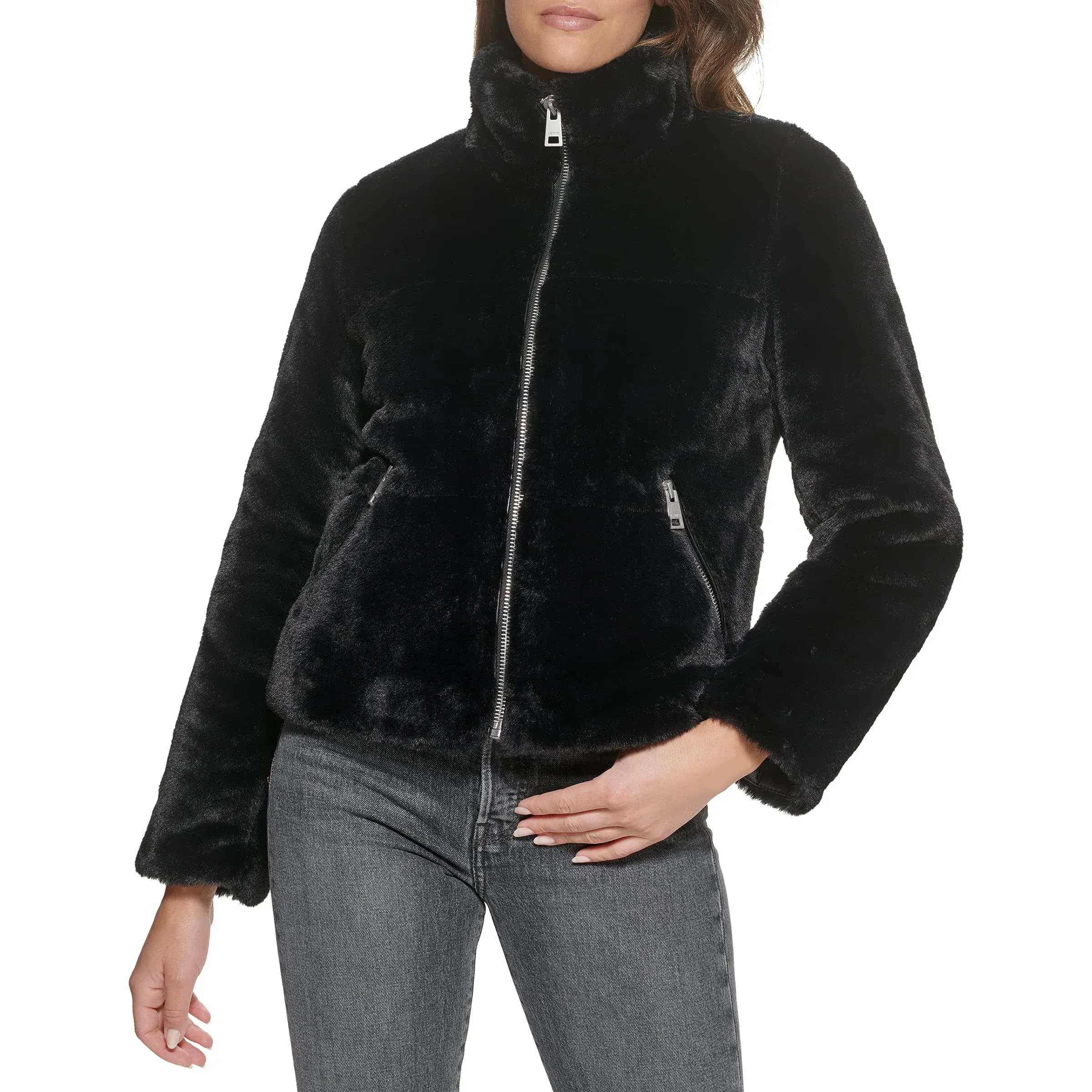 Levi's Faux Fur Jacket in Black at Nordstrom, Size Small