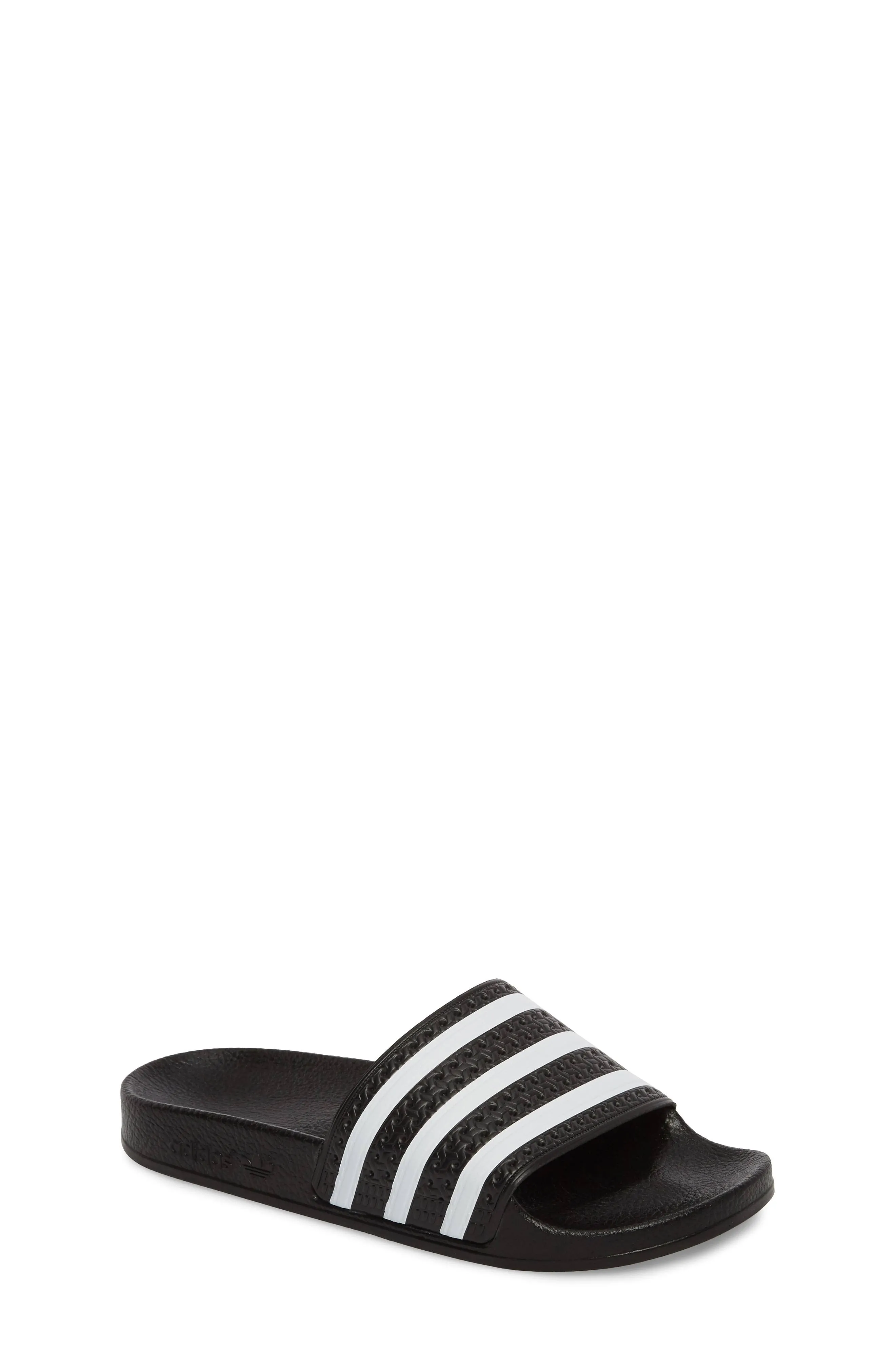 Adidas Boys' Big Kids' Adilette Slide Sandals in Black/Core Black Size 4.0