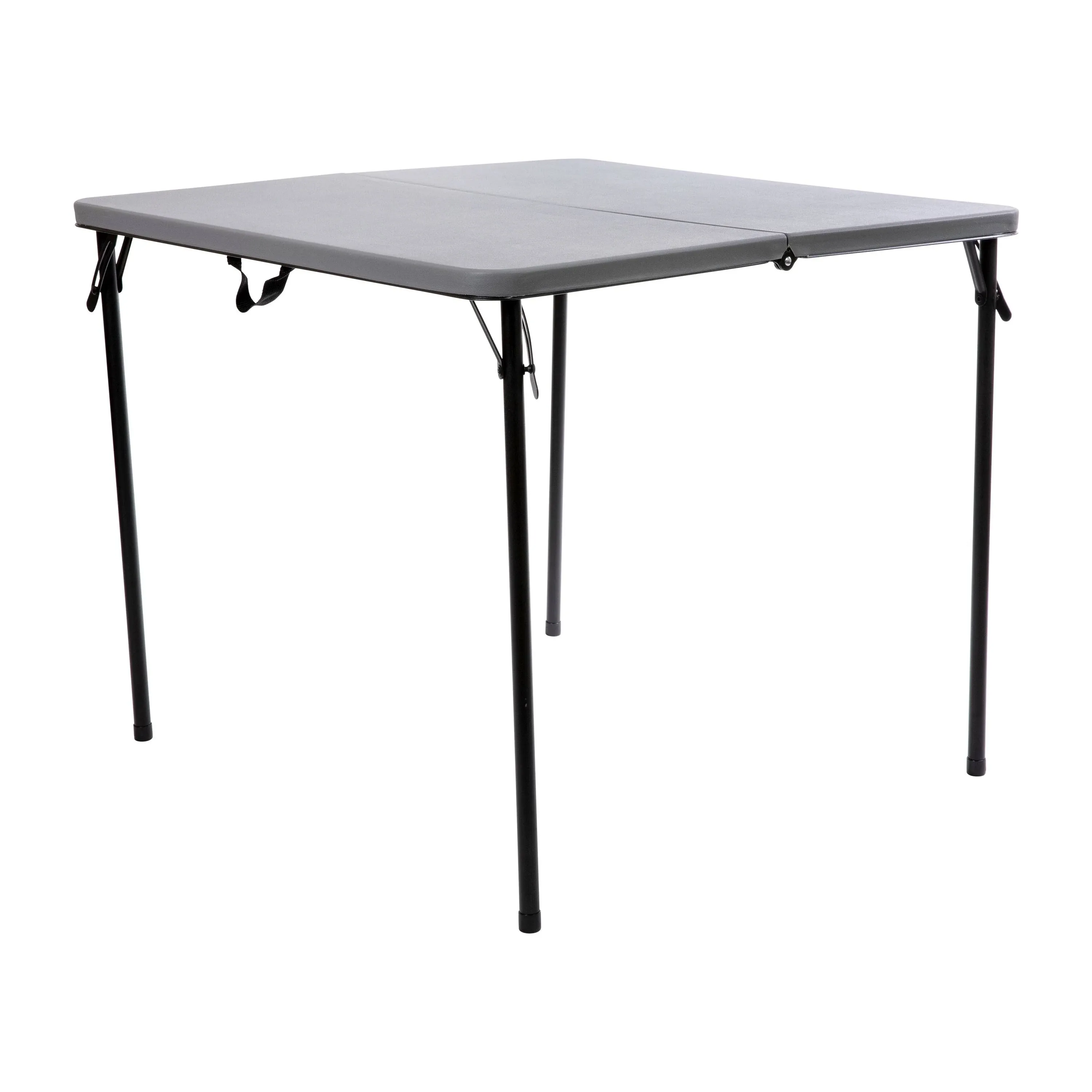 Flash Furniture 2.83 ft. Square Bi-Fold Plastic Folding Table with Carrying Handle, Gray