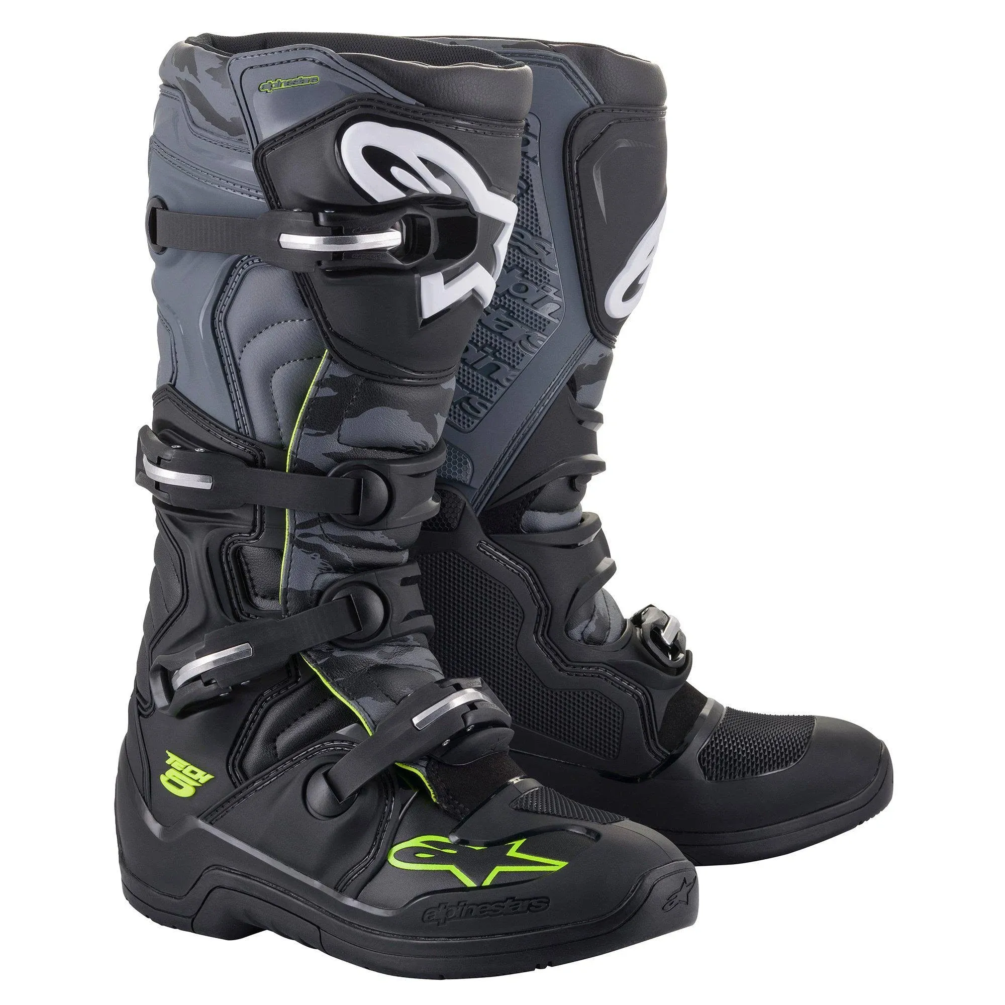 Alpinestars 2025 Tech 5 Motocross Boots Black Cool Grey Yellow Fluo