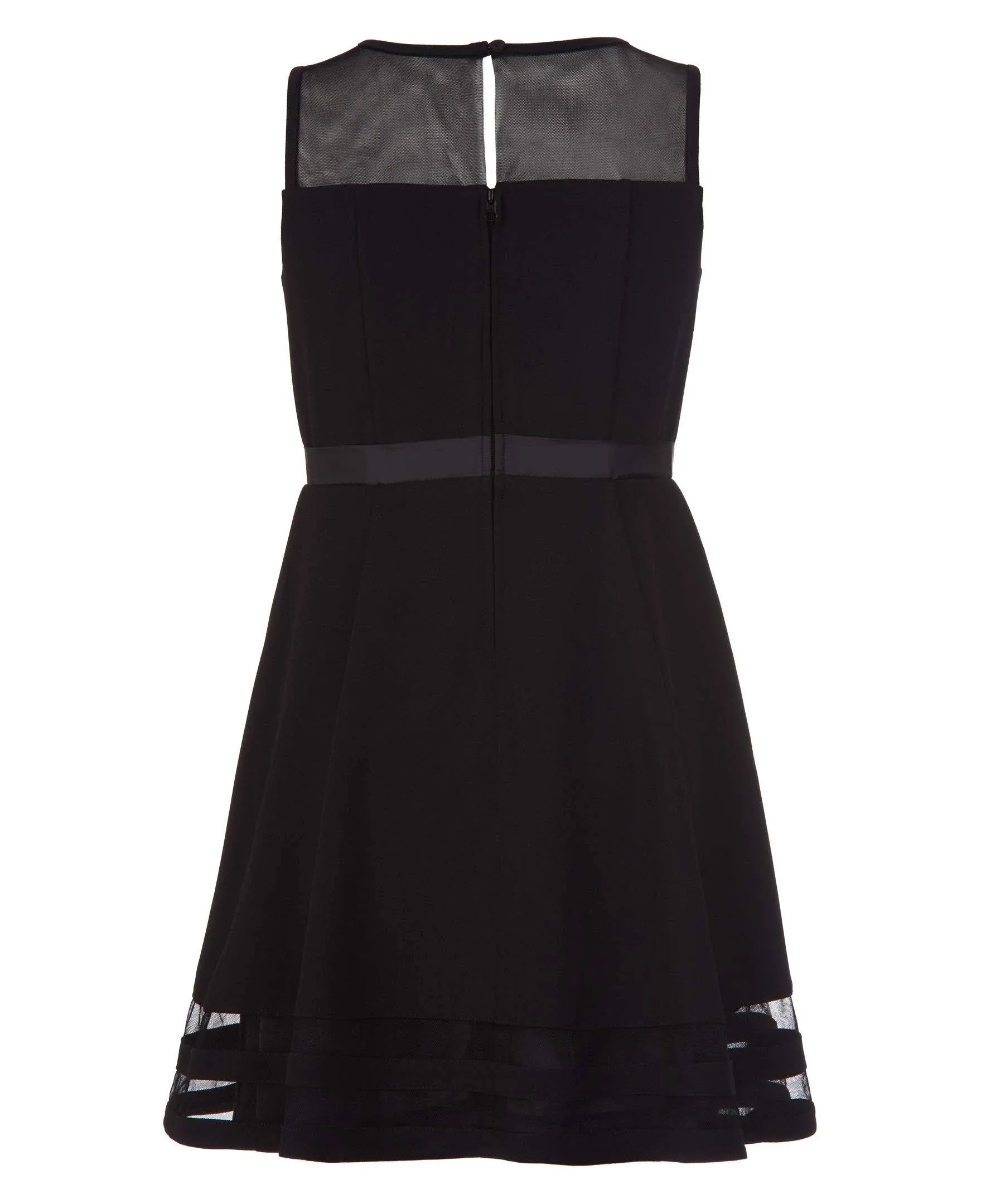 Calvin Klein 001 Black Girls 7-16 Illusion Mesh Dress