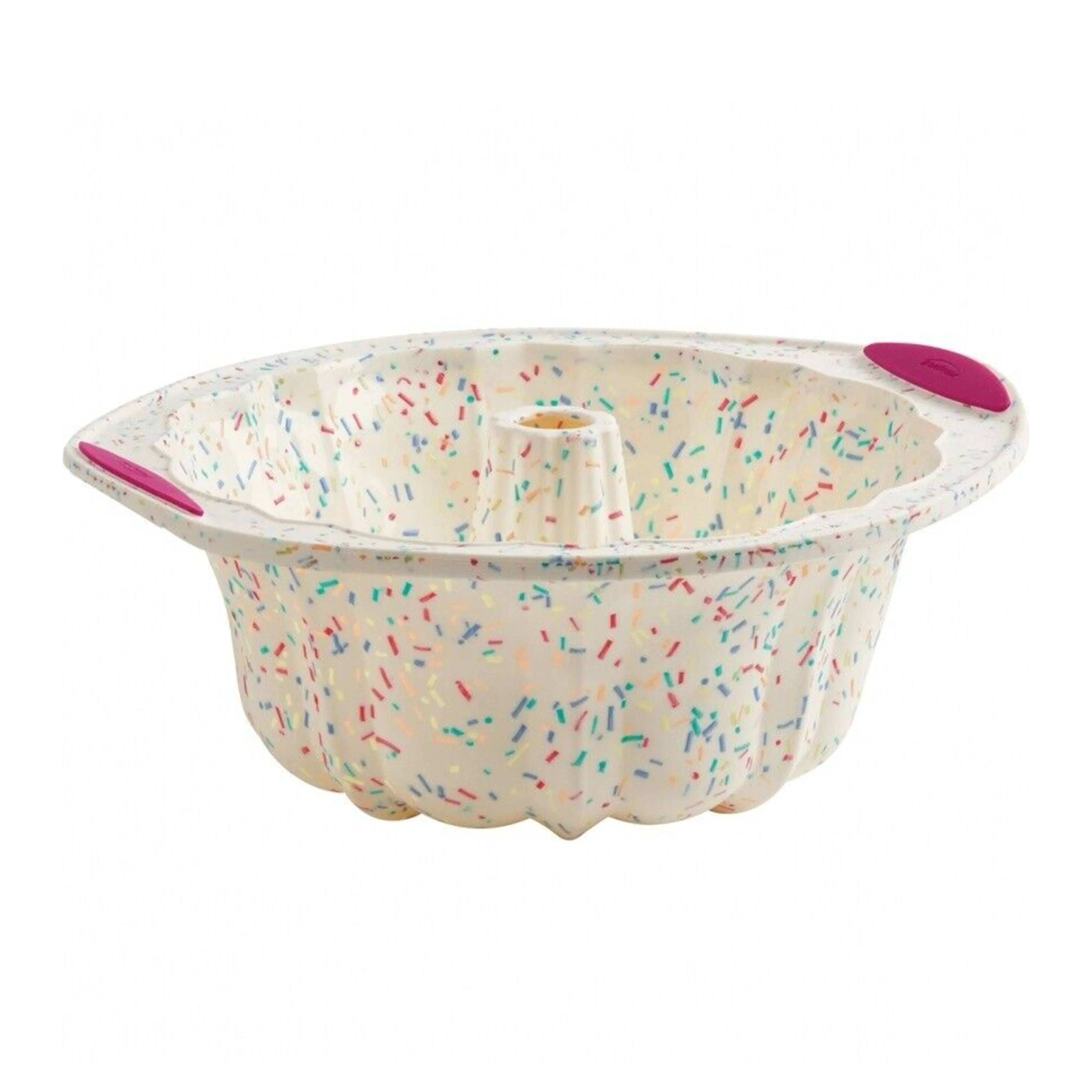 5118558 Structure Fluted Cake Pan Silicone Bakeware, Medium, Confetti White