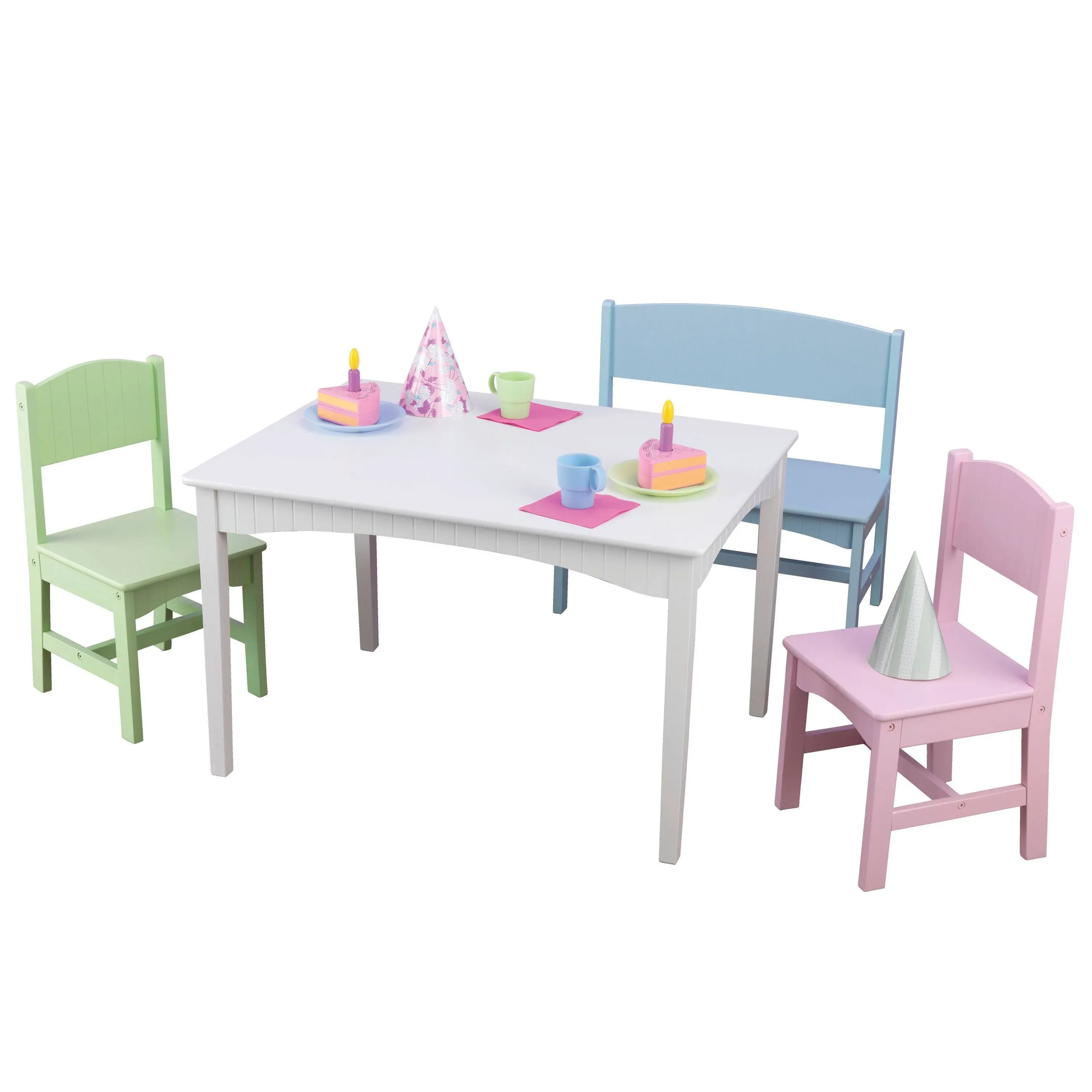 Kidkraft Nantucket Pastel Table with Bench and 2 Chairs