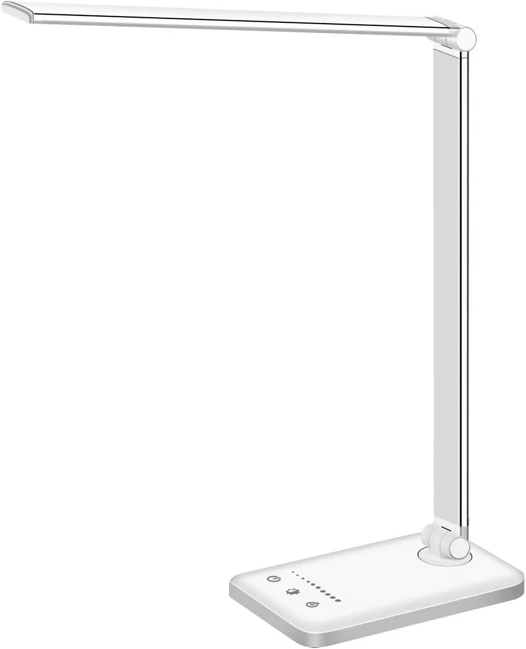 White Crown LED Desk Lamp Dimmable Table Lamp Reading Lamp with USB Charging Port, 5 Lighting Modes, Sensitive Control,