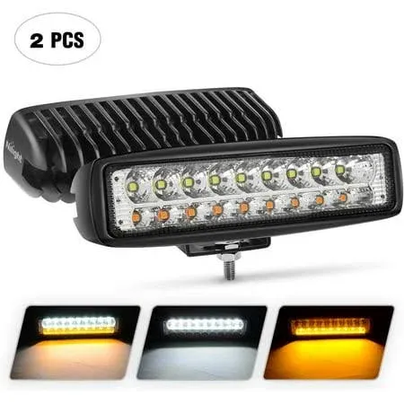 Nilight 2PCS 54W 6&#034; White/Amber LED Work Light Bar for Jeep ATV OffRoad SUV