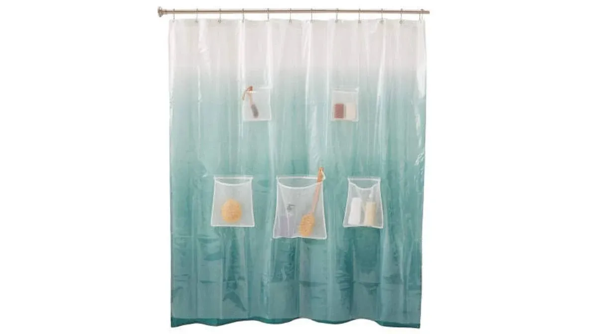 Kenney Medium Weight Peva Shower Curtain Liner with Pockets