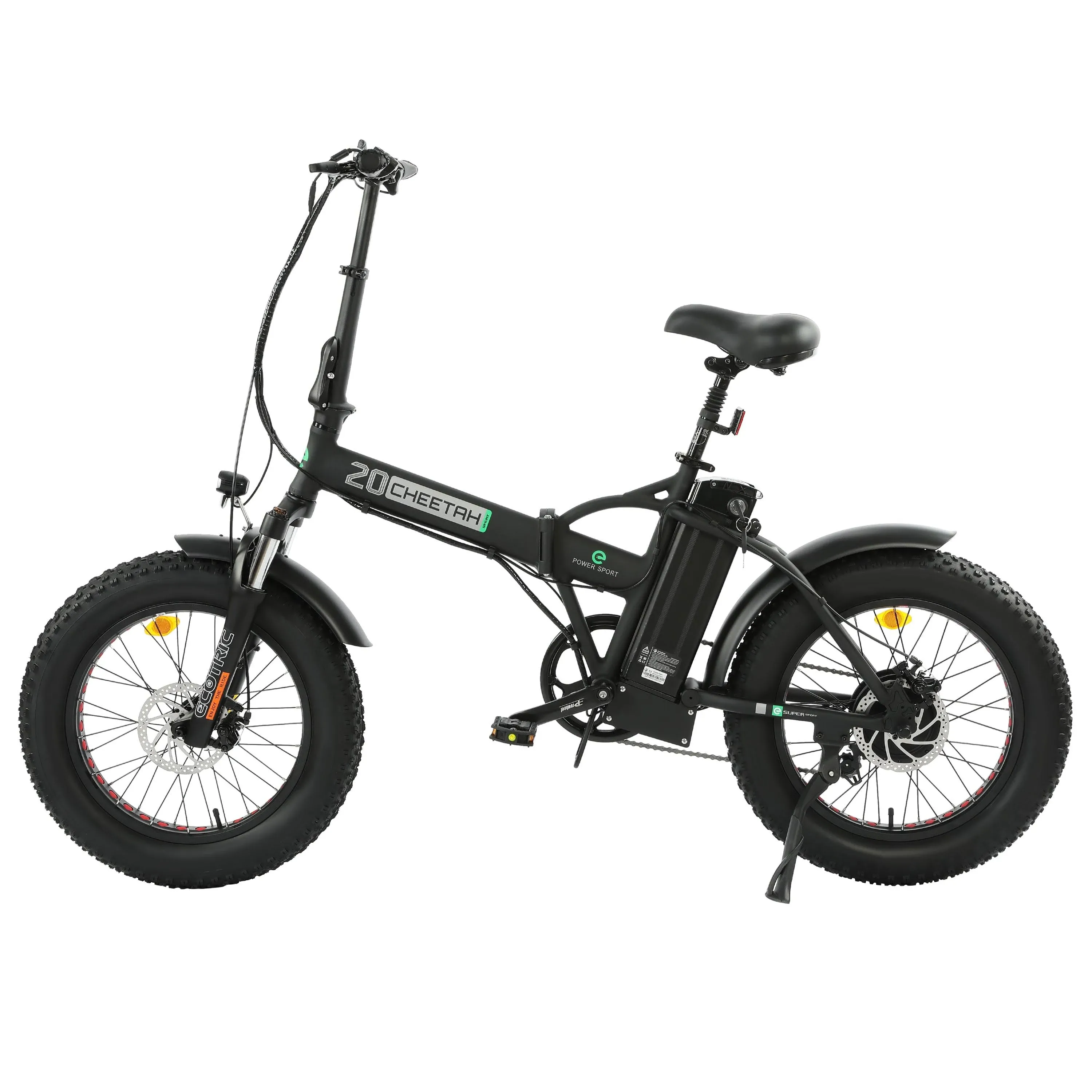 Ecotric 48V Black Fat Tire Portable and Folding Electric Bike with LCD Display