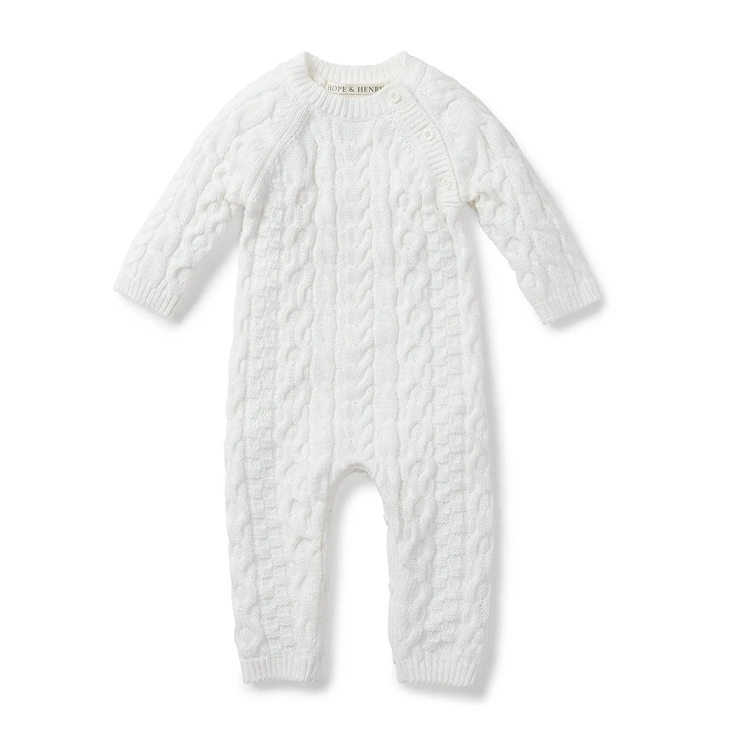 Hope & Henry Baby Cable Knit Sweater Romper