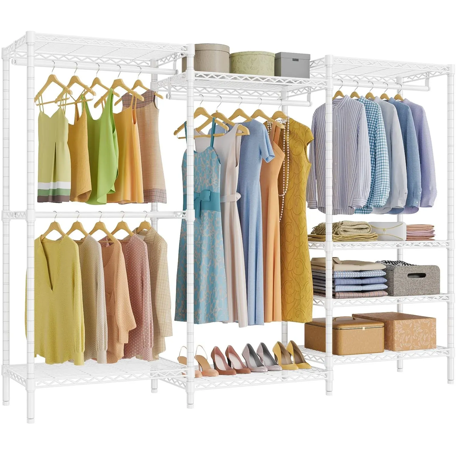 VIPEK V5 Plus Large Portable Closet Rack Freestanding Wardrobe Closet, Heavy Duty Multi-functional Clothes Rack, White