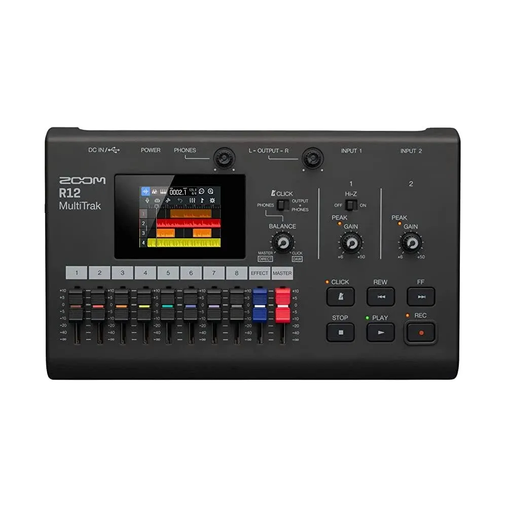 Zoom 8 Track Multi-Track Recorder with 2.4" Touch Screen 2022 Release Model R12