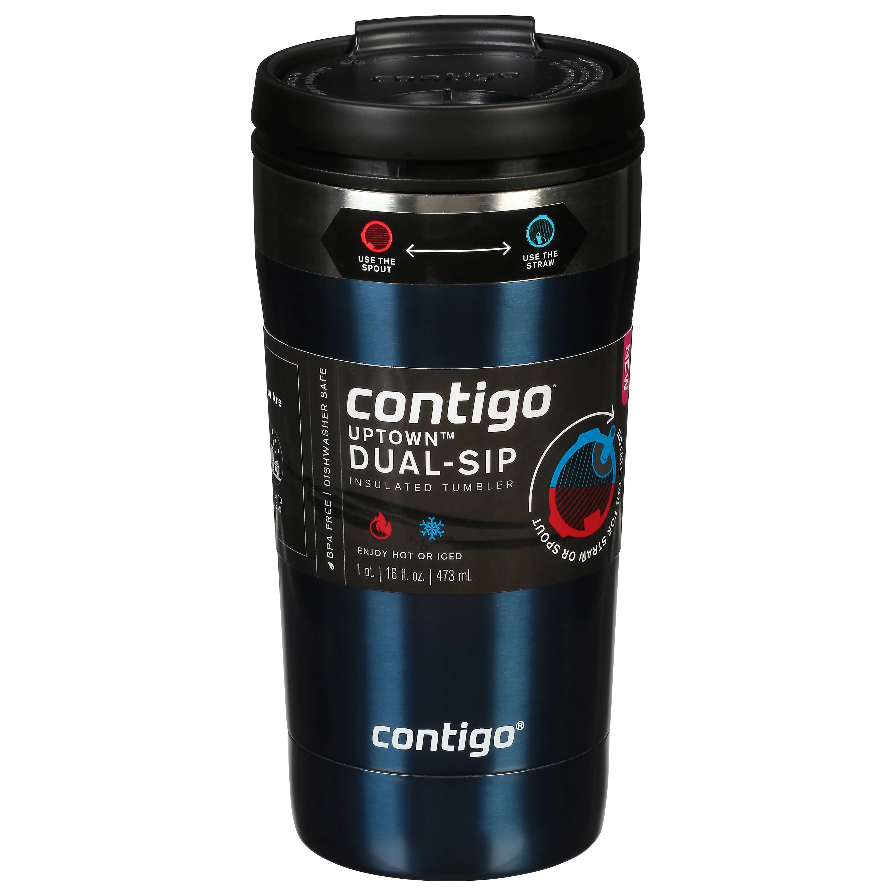 Contigo 16 oz. Uptown Dual Sip Stainless Steel Tumbler Blueberry