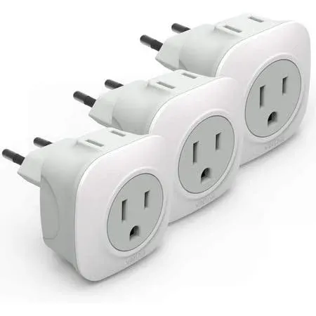 VINTAR 3 Pack European Plug Adapter, Travel Adapter for Europe, US to Europe Plug ...